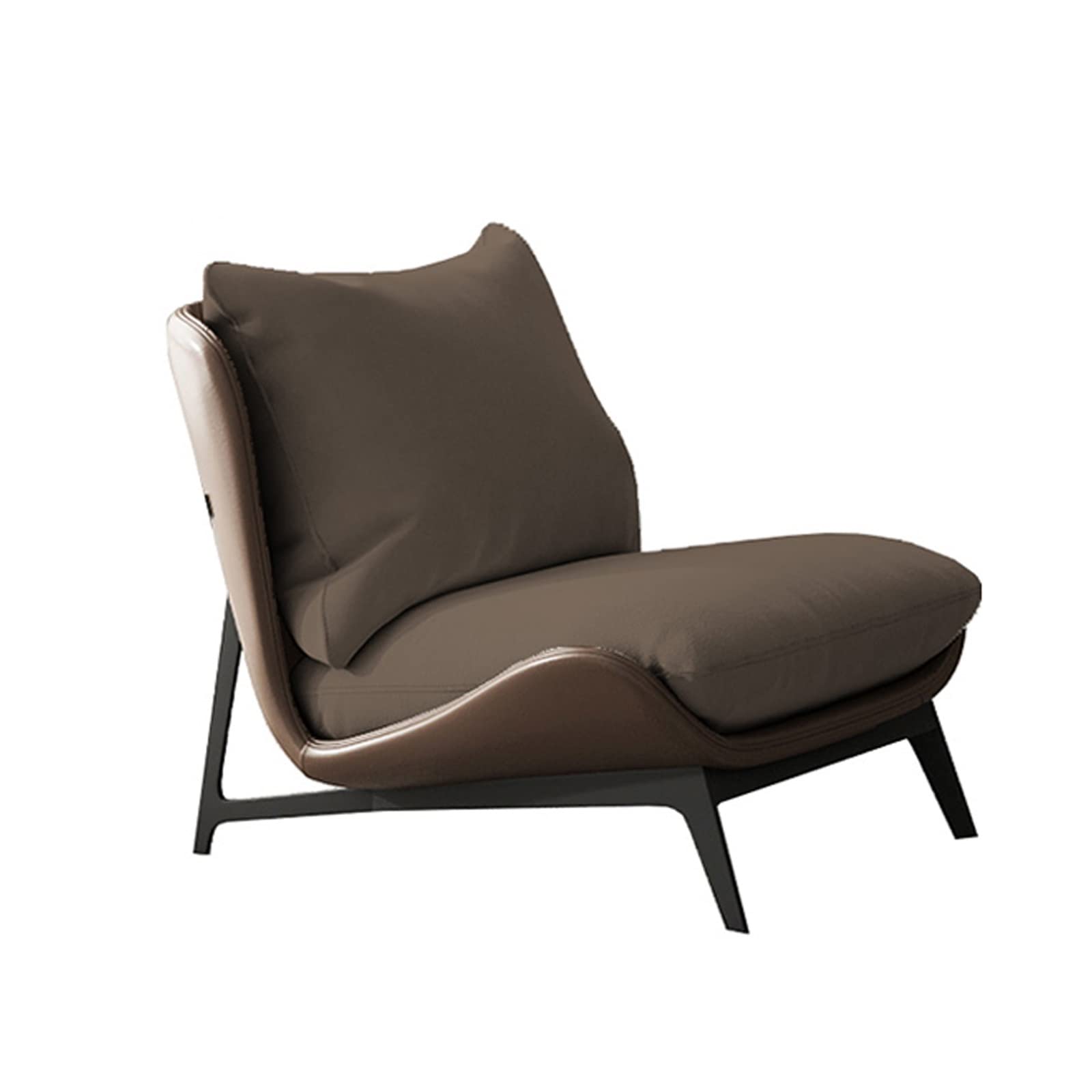 Modern Single Sofa Chair - Genuine Leather & Fabric Upholstery, Comfortable Lounge Chair for Living Room, Bedroom, Balcony - Perfect for Relaxing & Reading (Color: 06)