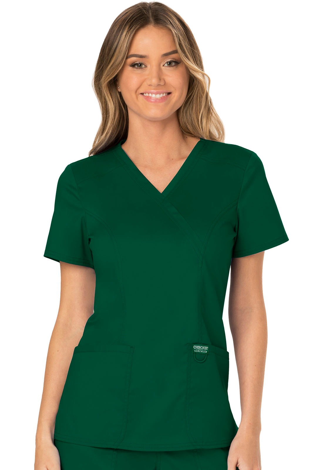 Women's 3 Pocket Mock Wrap Scrub Top - Comfortable Medical Uniform for Nurses & Healthcare Professionals - Perfect for Hospital Shifts & Clinical Work