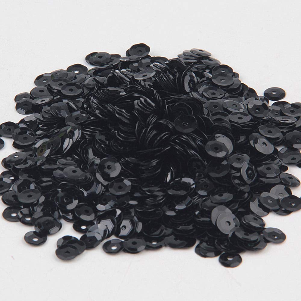 30g/Lot 6mm Cup Black Sequins for Sewing - DIY Craft Sequins for Dresses, Tablecloths, Backdrops, Curtains & Table Runners - Perfect for Women's Fashion, Home Decor & Party Decorations