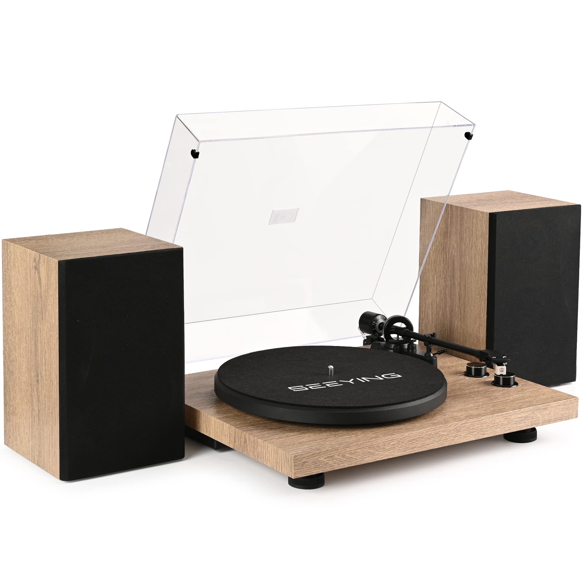 Wireless Vinyl Record Player Turntable with 36W HiFi Stereo Speakers, USB Recording, Magnetic Cartridge, Built-in Phono Preamp, RCA Output, Counterweight, Iron Platter, Belt Drive – Perfect for Home, Office, and Bookshelf Setup