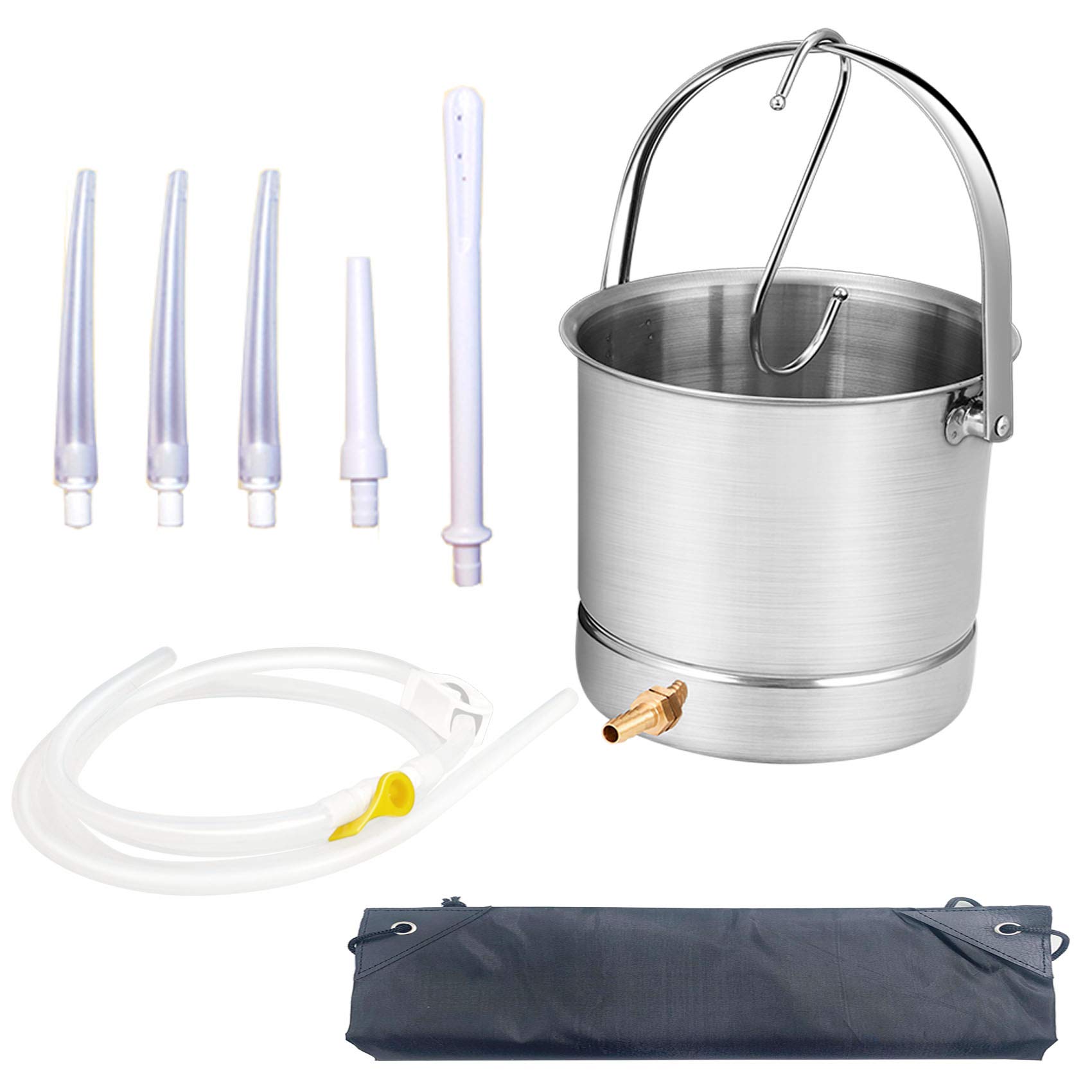 Premium Stainless Steel Enema Kit - 2 Quart Capacity Bucket with 5ft Silicone Hose for Colon Cleansing & Detox | Ideal for Home Colon Hydrotherapy, Constipation Relief & Digestive Health Maintenance