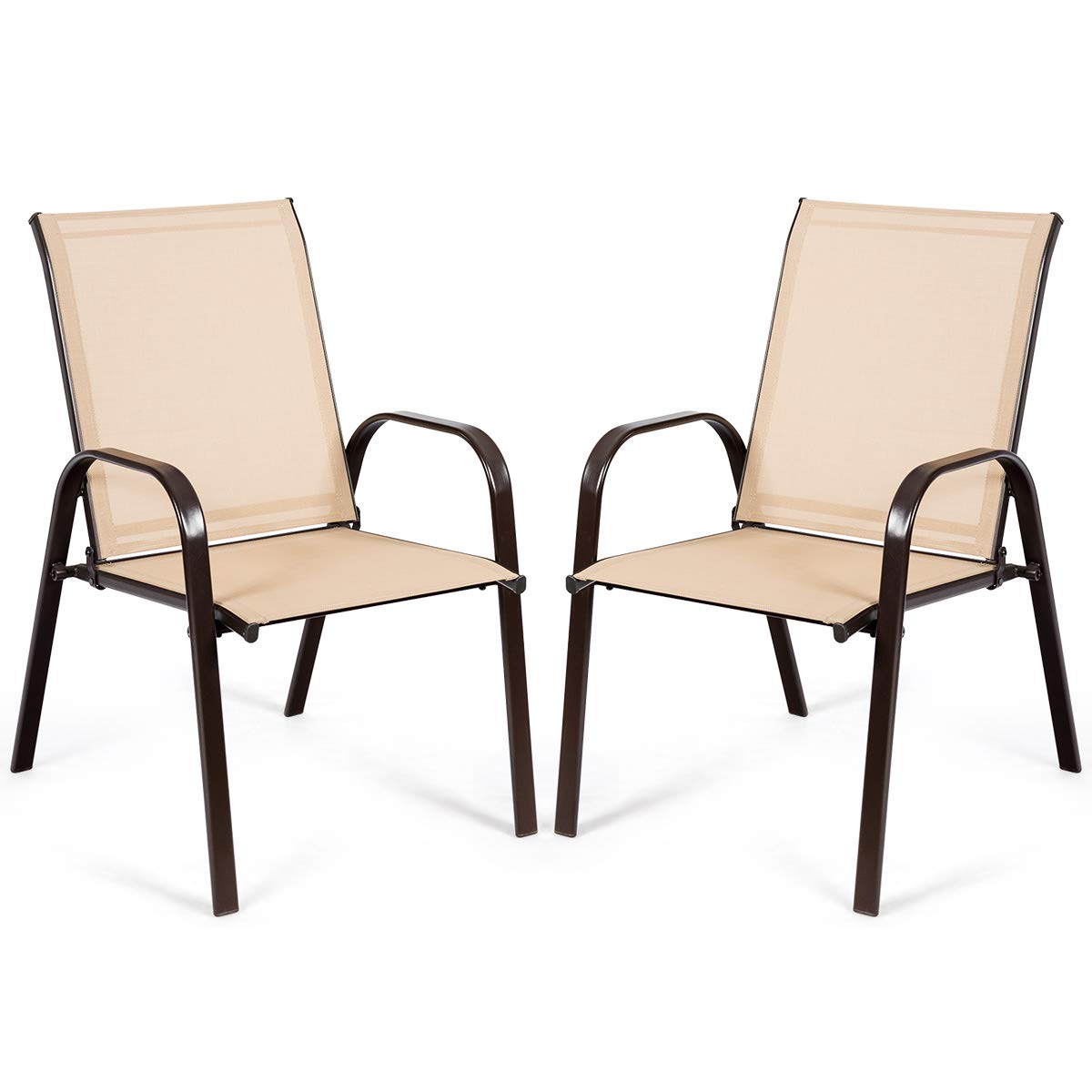 Giantex 2-Piece Patio Chair Set - Outdoor Metal Bistro Chairs with High Backrest & Mesh Seats, Armrests - Perfect for Garden, Poolside, Balcony, Deck, and Porch Relaxation