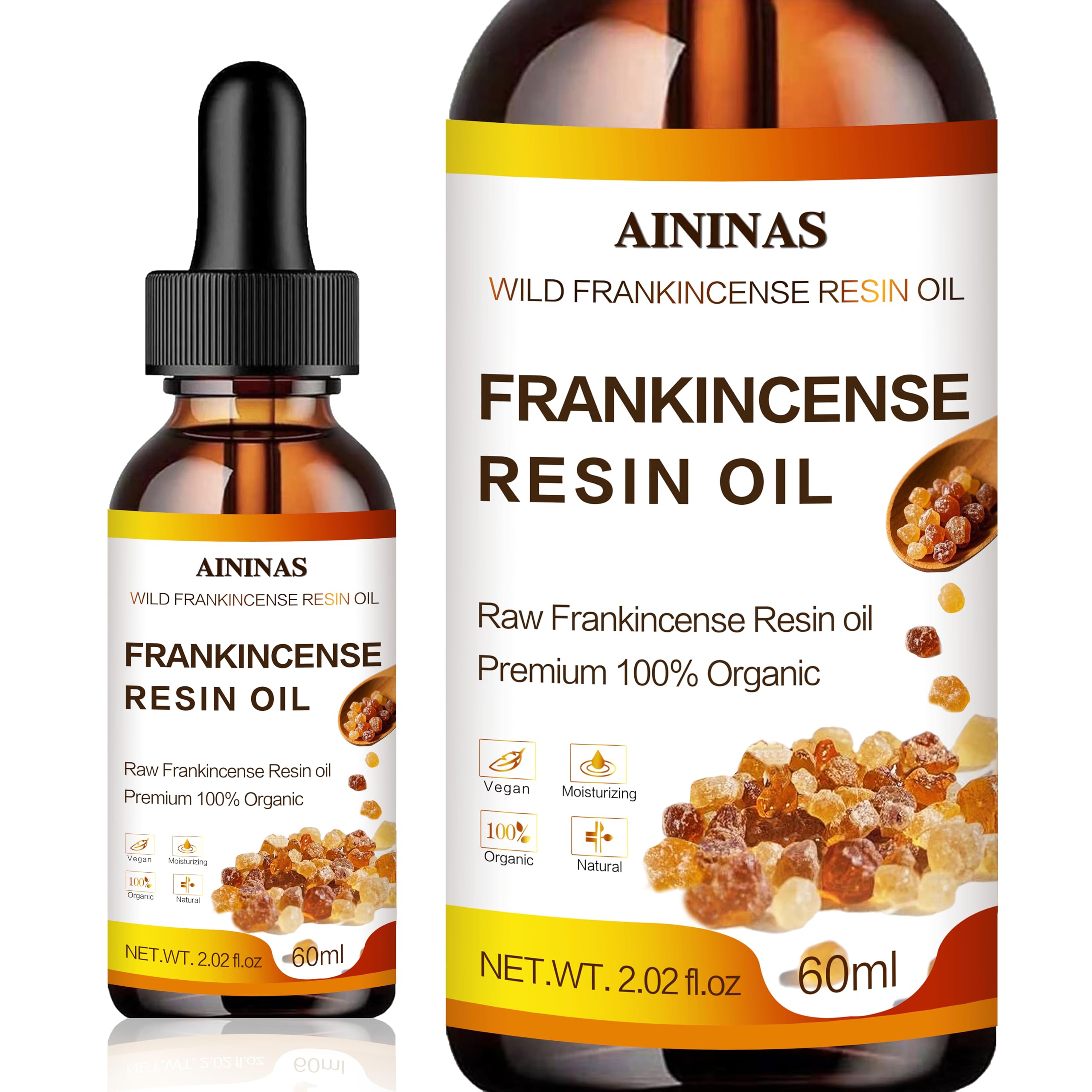 AININAS Organic Frankincense Resin Facial Oil - Anti-Aging Serum for Women & Men, Reduces Wrinkles & Fine Lines, Deep Hydration for Face & Body - 2 Fl Oz - Perfect for Night Routine & Dry Skin Care