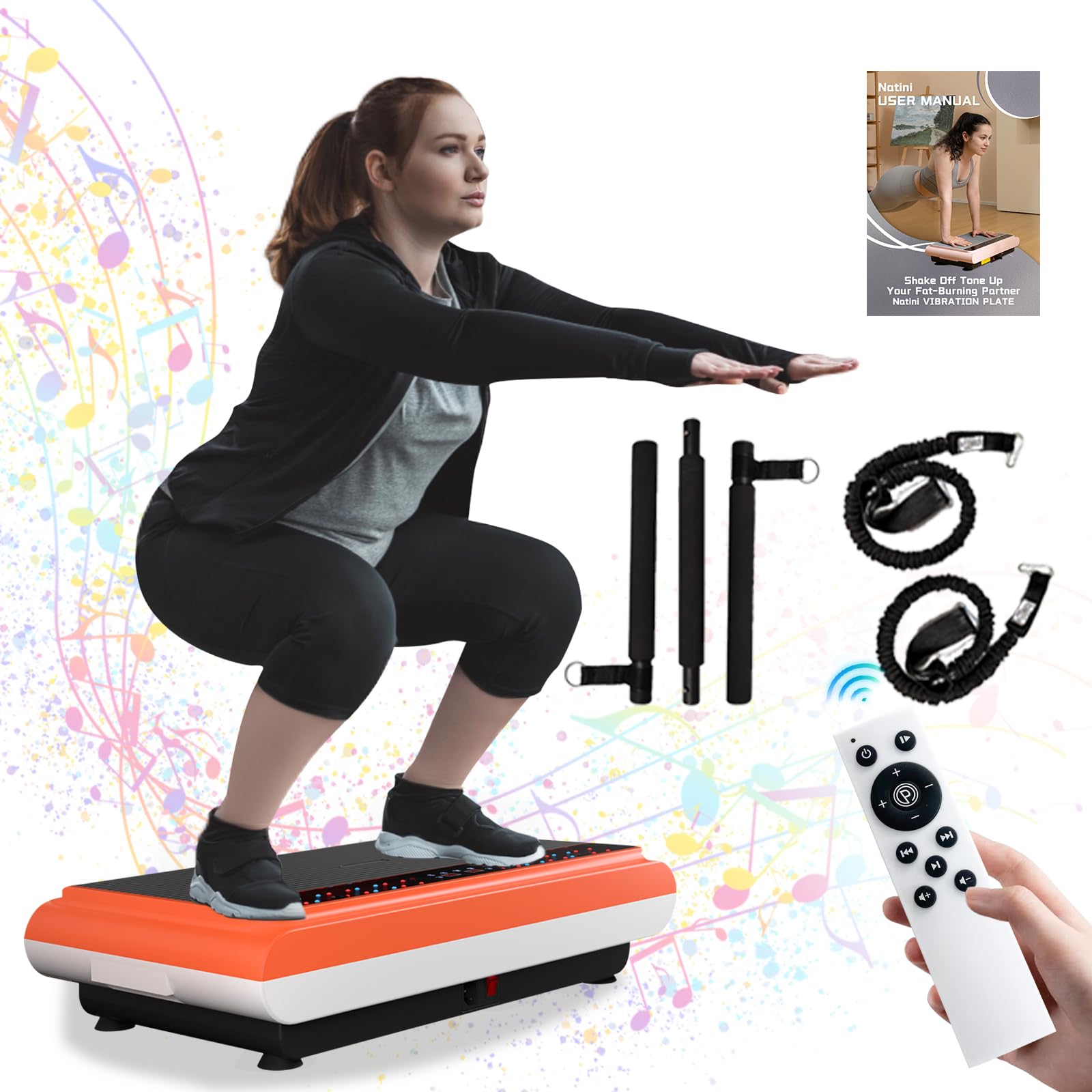 **Whole Body Vibration Plate Exercise Machine with Pilates Bar & Resistance Bands – Home Fitness Equipment for Weight Loss, Toning & Recovery – Perfect for Home Gym, Pilates & Physical Therapy**