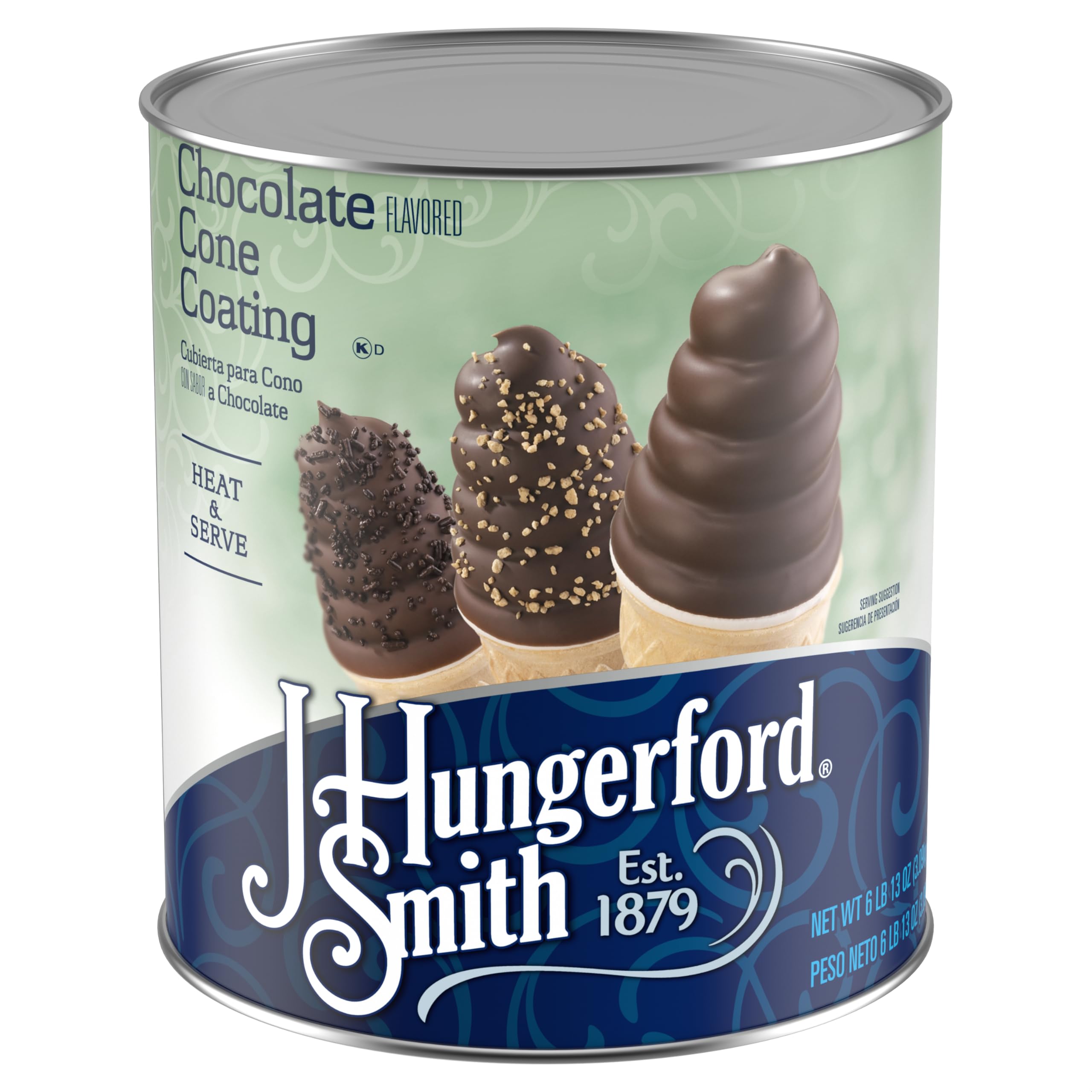 Heat and Serve Chocolate Cone Coating by J Hungerford Smith - 109 Oz Can (6 Pack) - Perfect for Ice Cream Shops, Dessert Toppings, and Baking