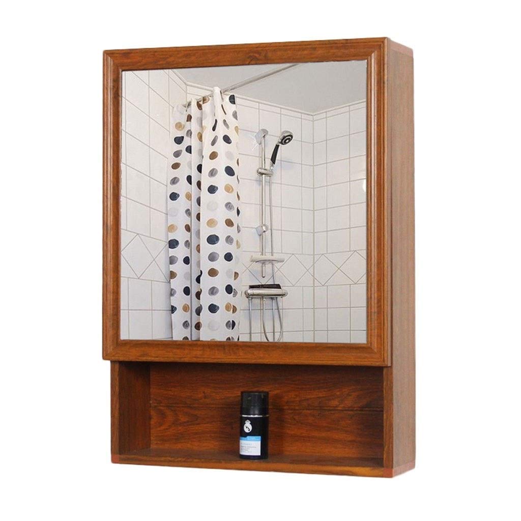 JF-XUAN Modern Aluminum Alloy Bathroom Mirror Cabinet - Wall Mounted Storage with LED Mirror, Waterproof & Moisture Proof (Brown, 50x70x15cm) - Perfect for Small Bathrooms, Vanity Organization & Space Saving Design
