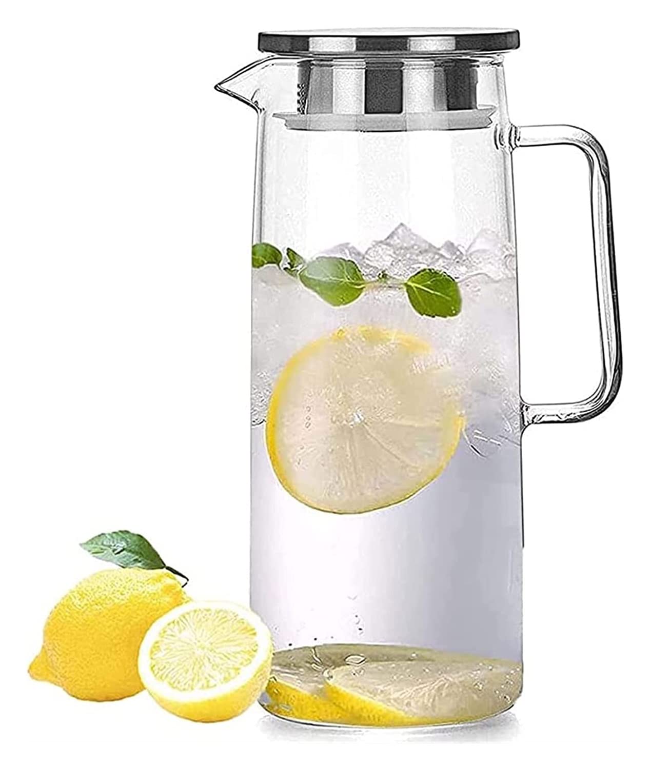 Premium Glass Cold Water Cup with High-Temperature Resistance - 1.3L Large Capacity Pitcher for Juice, Soy Milk & Tea - Transparent Heat-Resistant Kettle for Home, Office & Outdoor Use (Single Pot)