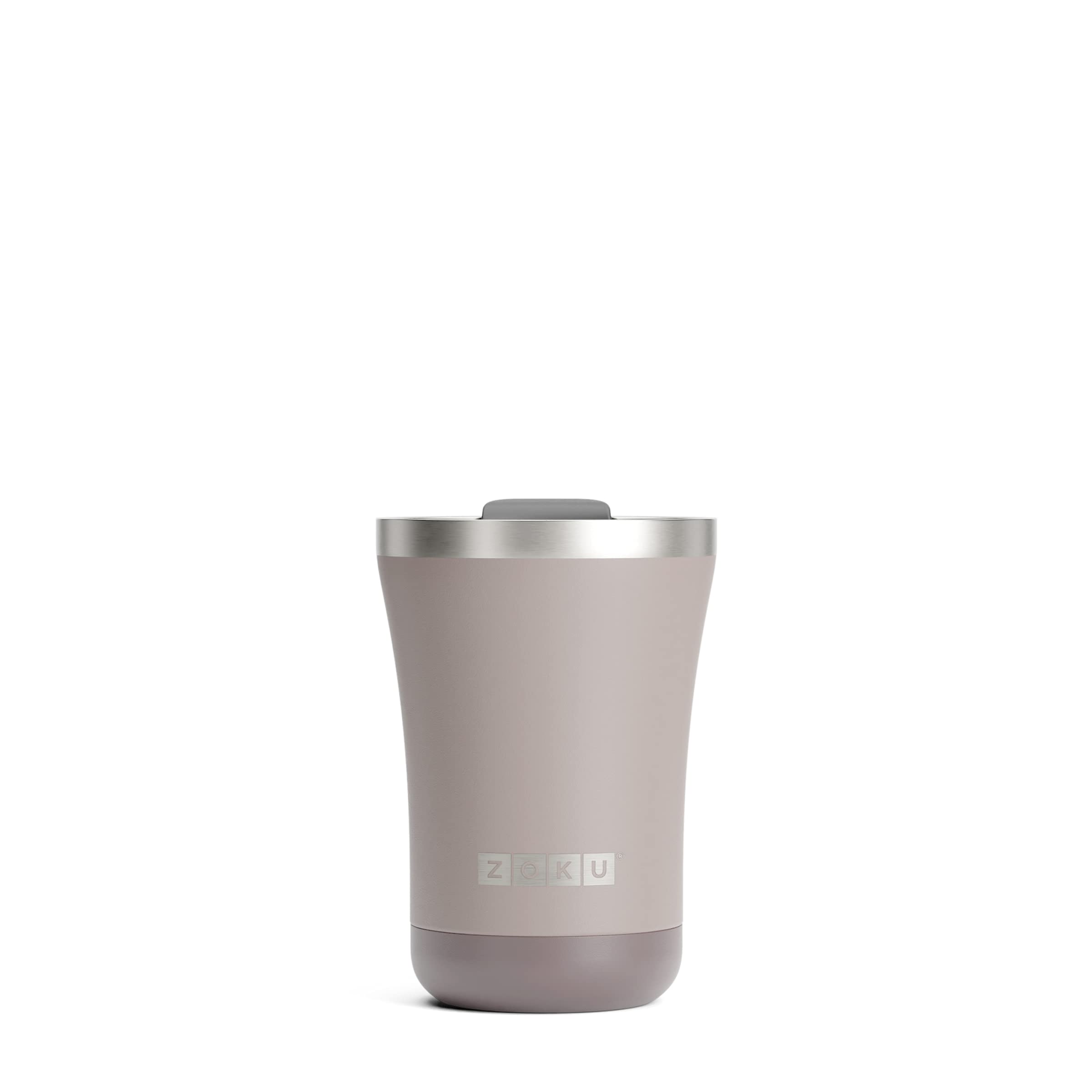 Premium Zoku 12oz Powder Coated Tumbler in Ash | Vacuum Insulated Stainless Steel Travel Mug | Rotating Lid for Sipping & Straw Use | Perfect for Coffee, Tea & Cold Drinks On-The-Go