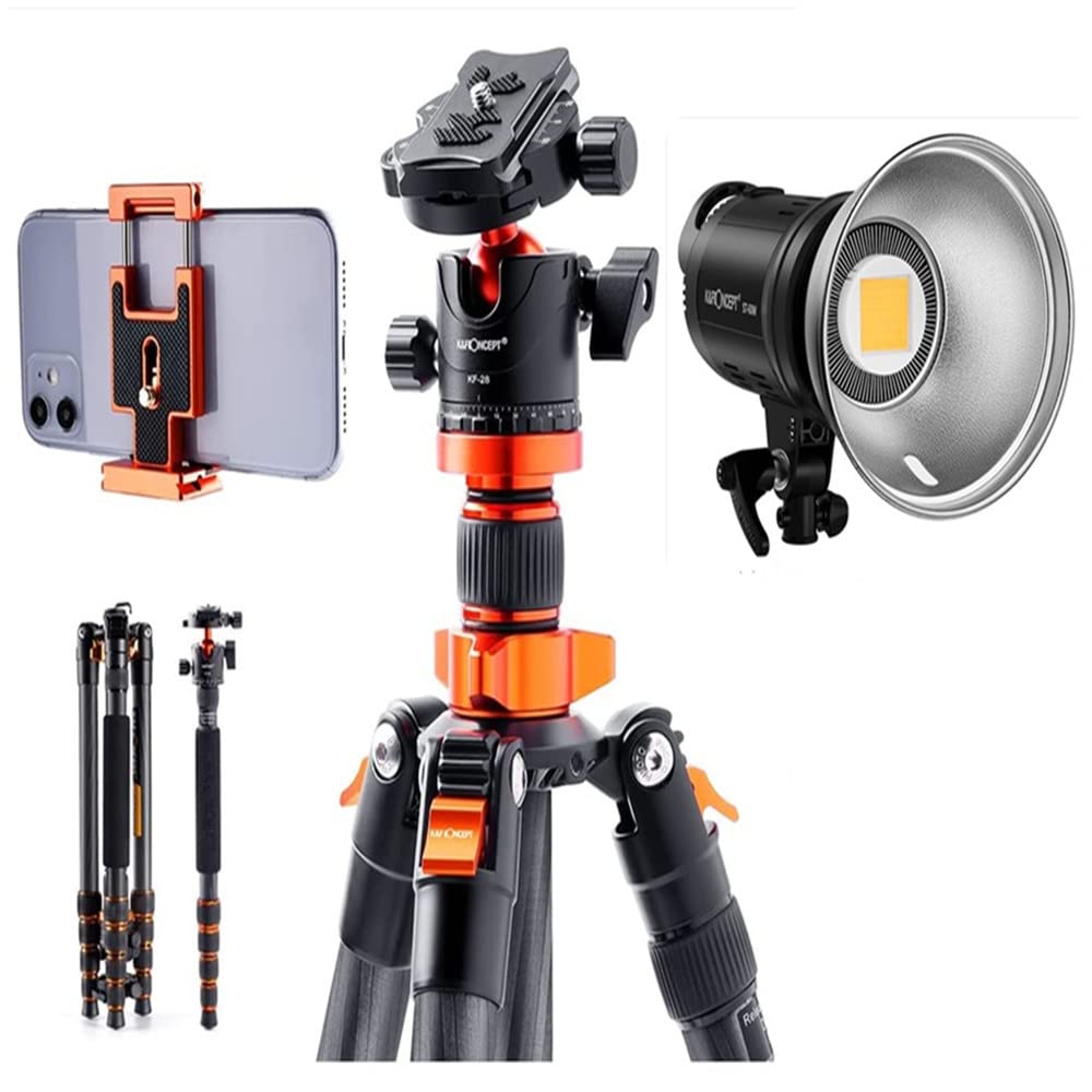 68 Inch Professional Camera Tripod with LED Video Light - Heavy Duty Aluminum Tripod Stand for DSLR Cameras, Smartphones, and Video Recording - Perfect for Photography, Vlogging, and Live Streaming