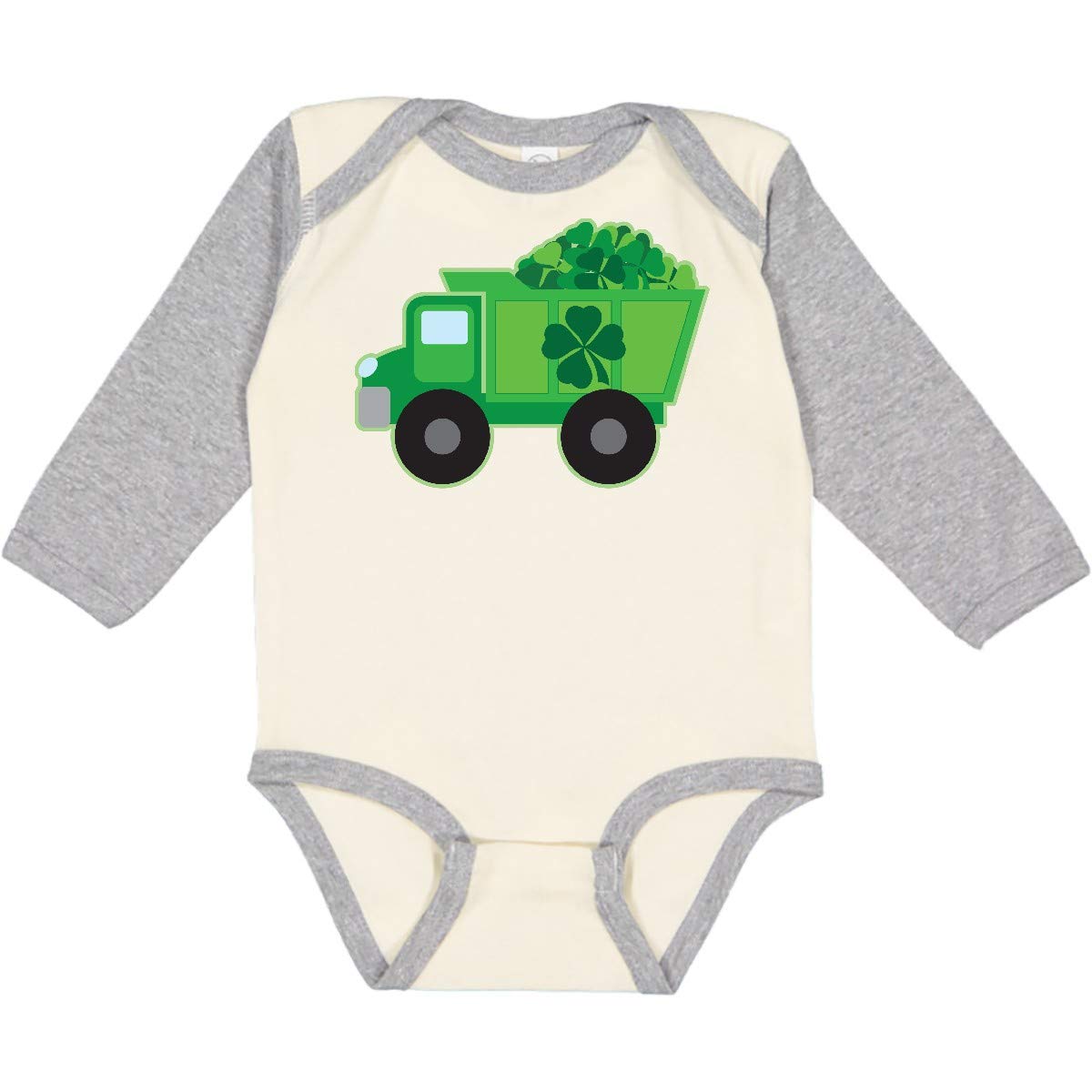 Inktastic St. Patrick's Day Irish Clover Dump Truck Baby Long Sleeve Bodysuit - Cute Outfit for Boys & Girls, Holiday Party, Photo Shoots & Irish-Themed Events