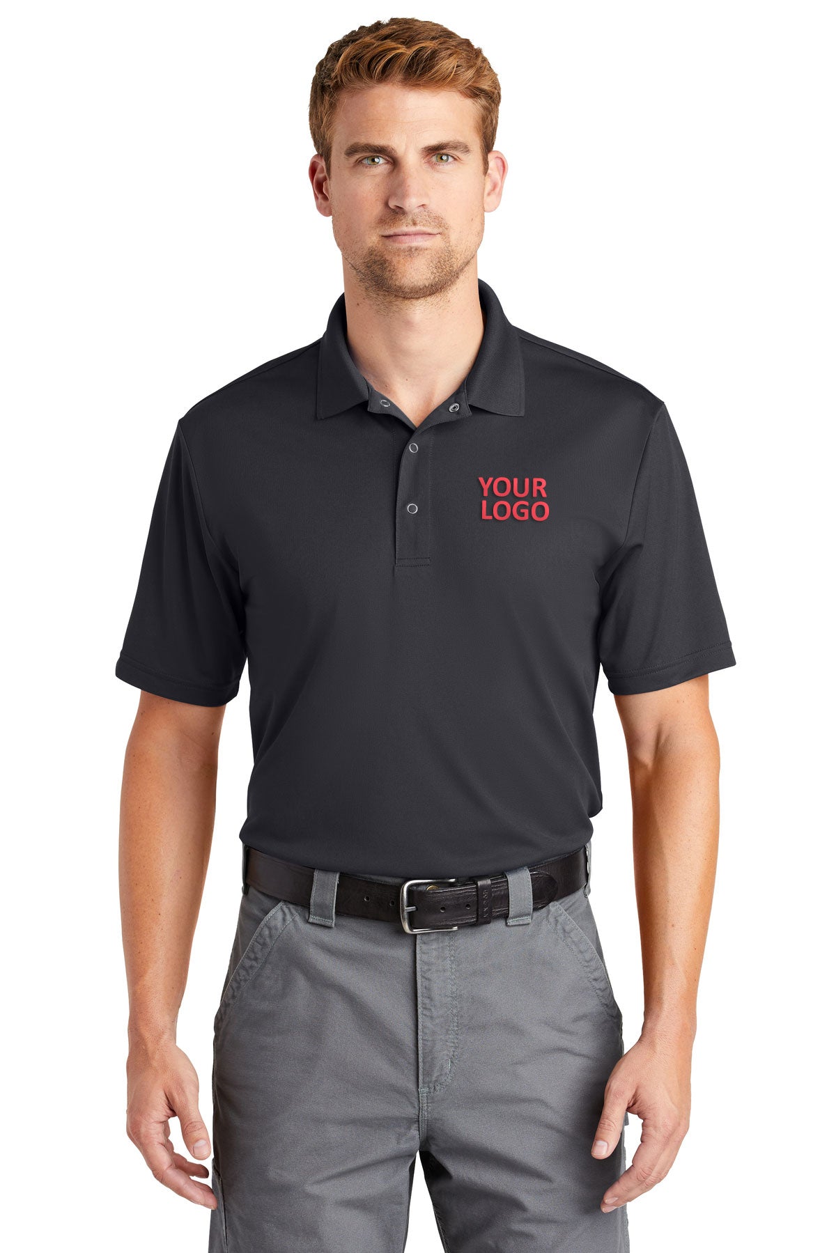 CornerStone Micropique Gripper Polo Shirt for Men - Iron Grey - Moisture Wicking & Stretch Fit - Perfect for Golf, Business Casual & Everyday Wear