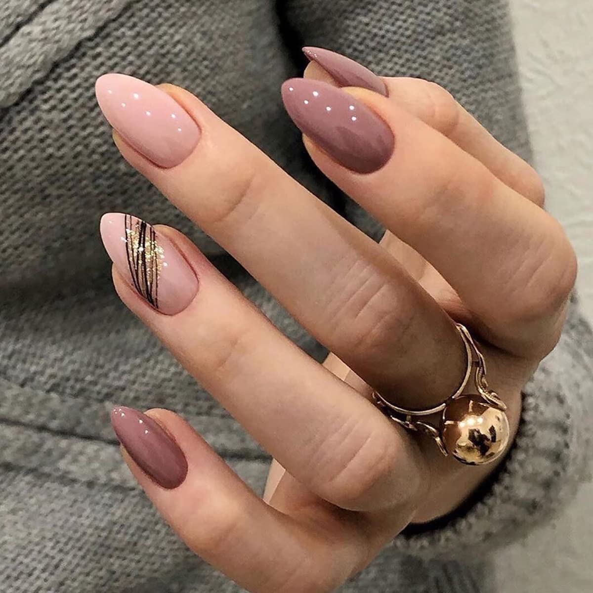 48-Piece French Tip Press-On Nails Set - 2 Packs Short Almond Fake Nails with Nail Glue, Full Cover Stick-On Nails for Women & Girls | Perfect for Parties, Weddings, and Everyday Glam (Style 8211)