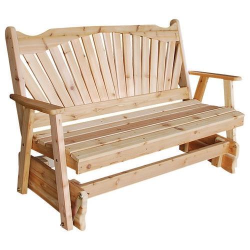 A & L Furniture Cedar Fanback Glider - Outdoor Rocking Chair for Patio, Garden & Porch - Comfortable Wooden Swing Chair with Ergonomic Design - Perfect for Relaxing, Reading & Enjoying Nature