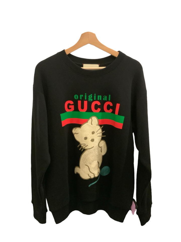 Gucci Kitten Crew Neck Sweater for Women - Soft Cotton Knit Pullover, Size XS (Petite) - Perfect for Casual Outfits, Date Nights & Holiday Gifts