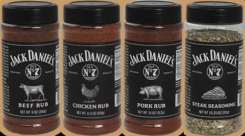 Jack Daniel's Old No. 7 BBQ Rub & Seasoning Variety Pack - 4 Flavors (9oz-11.5oz) - Perfect for Grilling, Smoking & Meat Seasoning