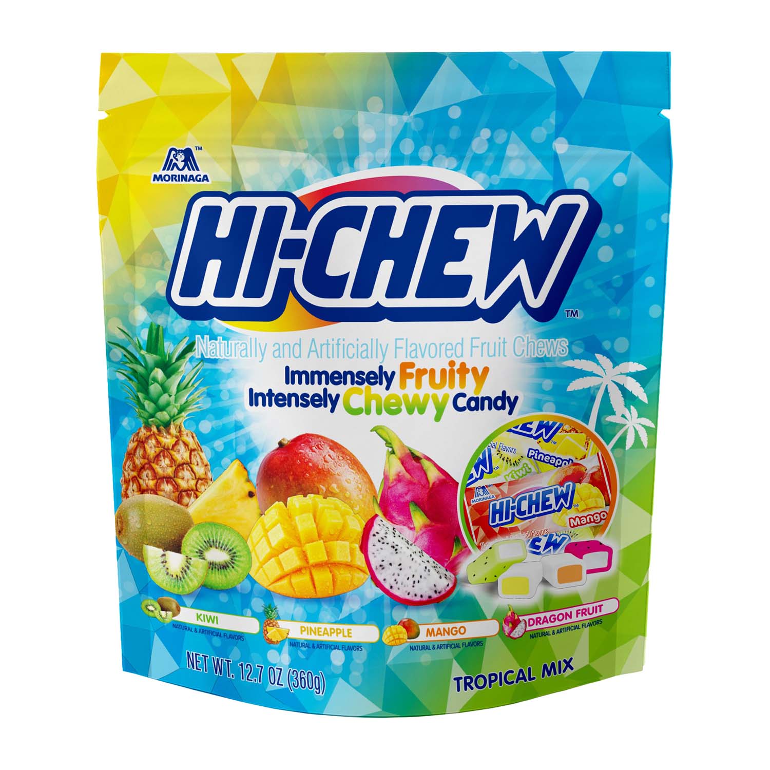 Hi Chew Tropical Mix Chewy Candy - 12.7oz Pouch Bag | Assorted Fruit Flavors | Perfect for Snacking, Lunch Boxes & On-the-Go Treats