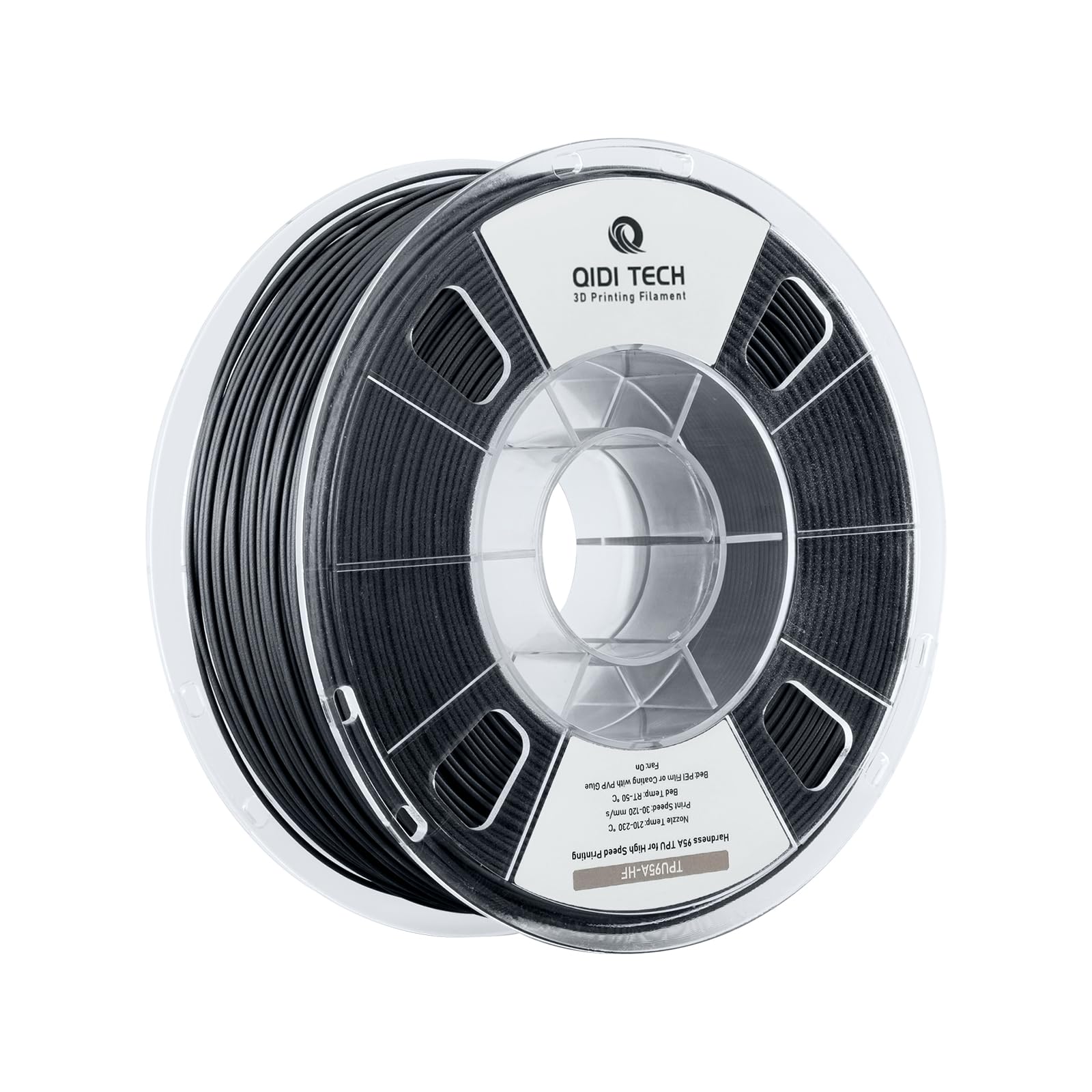 QIDI TECHNOLOGY TPU 95A High Flow 3D Printer Filament 1.75mm - Flexible TPU95A-HF Filament for FDM 3D Printers, High Resilience & High Speed Printing, 1kg Spool (Black) - Perfect for Prototyping, RC Tires, Phone Cases & Wearable Tech