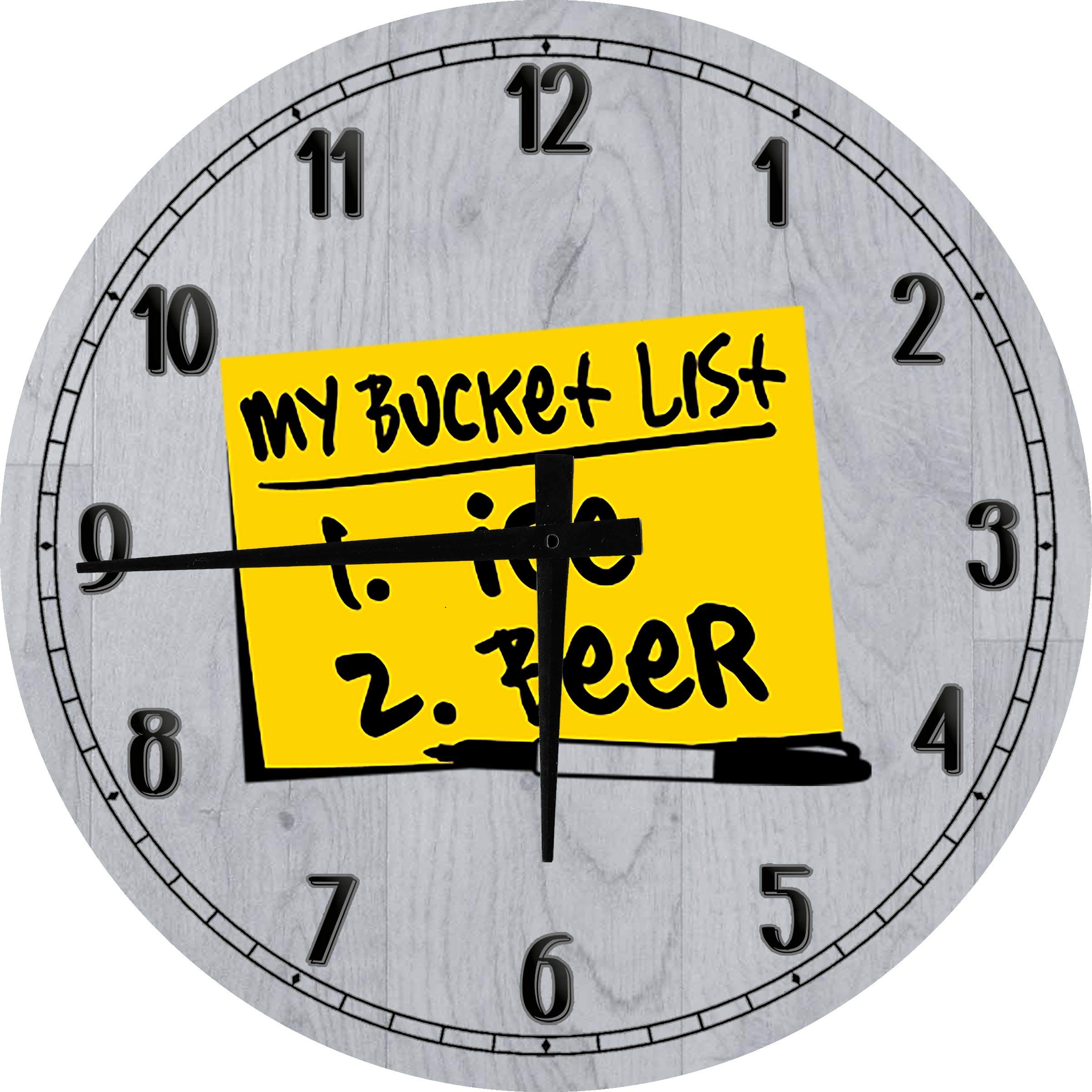 12 Inch Gray Wood Wall Clock - Beer Wall Art, Ice Beer, Funny Drinking Party Decor for Boating, Lake Life, and Home Bar - Perfect for Man Cave, Game Room, and Outdoor Entertaining