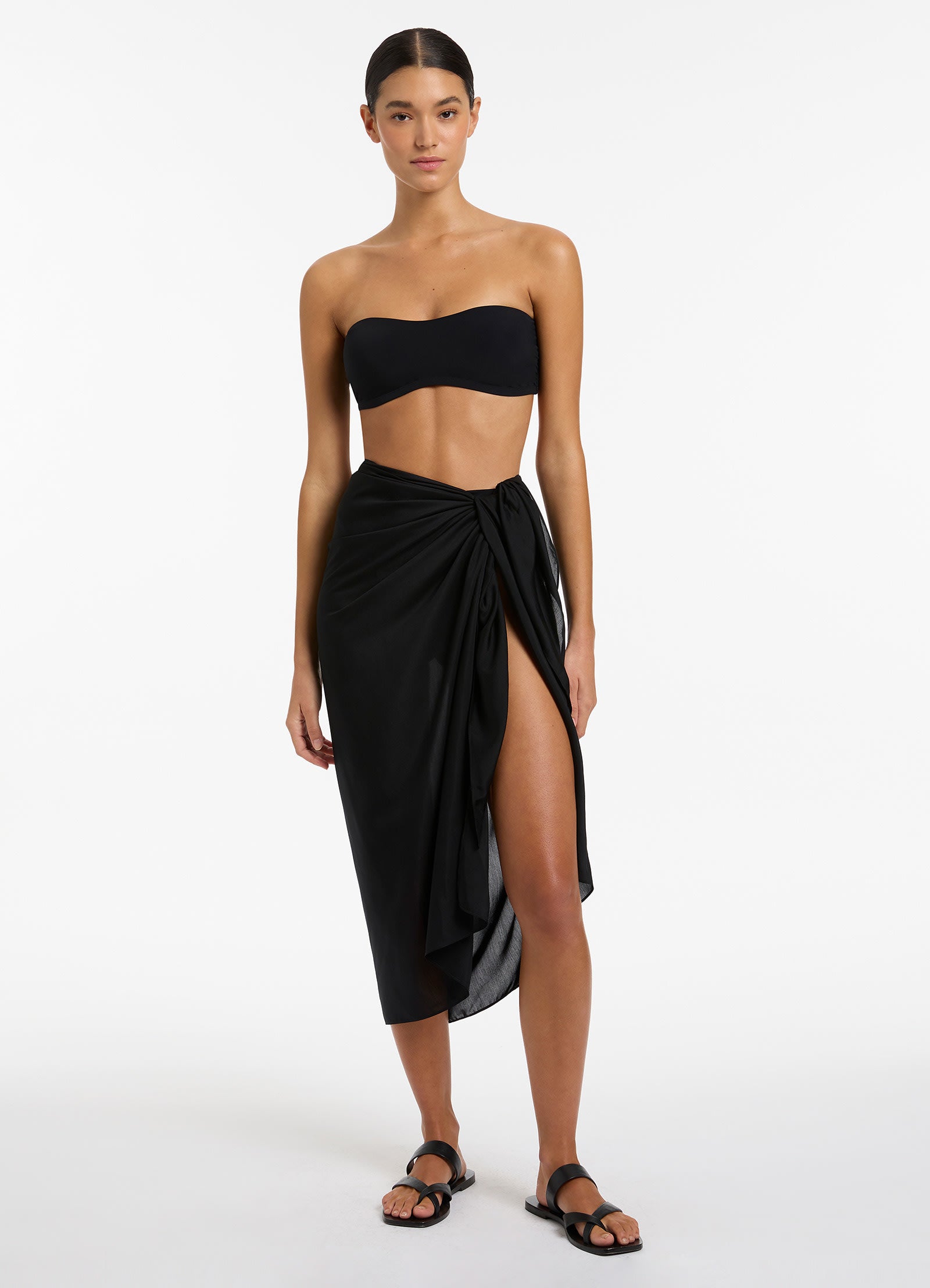 Jetset Sarong - Premium Black Beach Wrap for Women | Perfect for Vacation, Poolside, and Summer Outfits