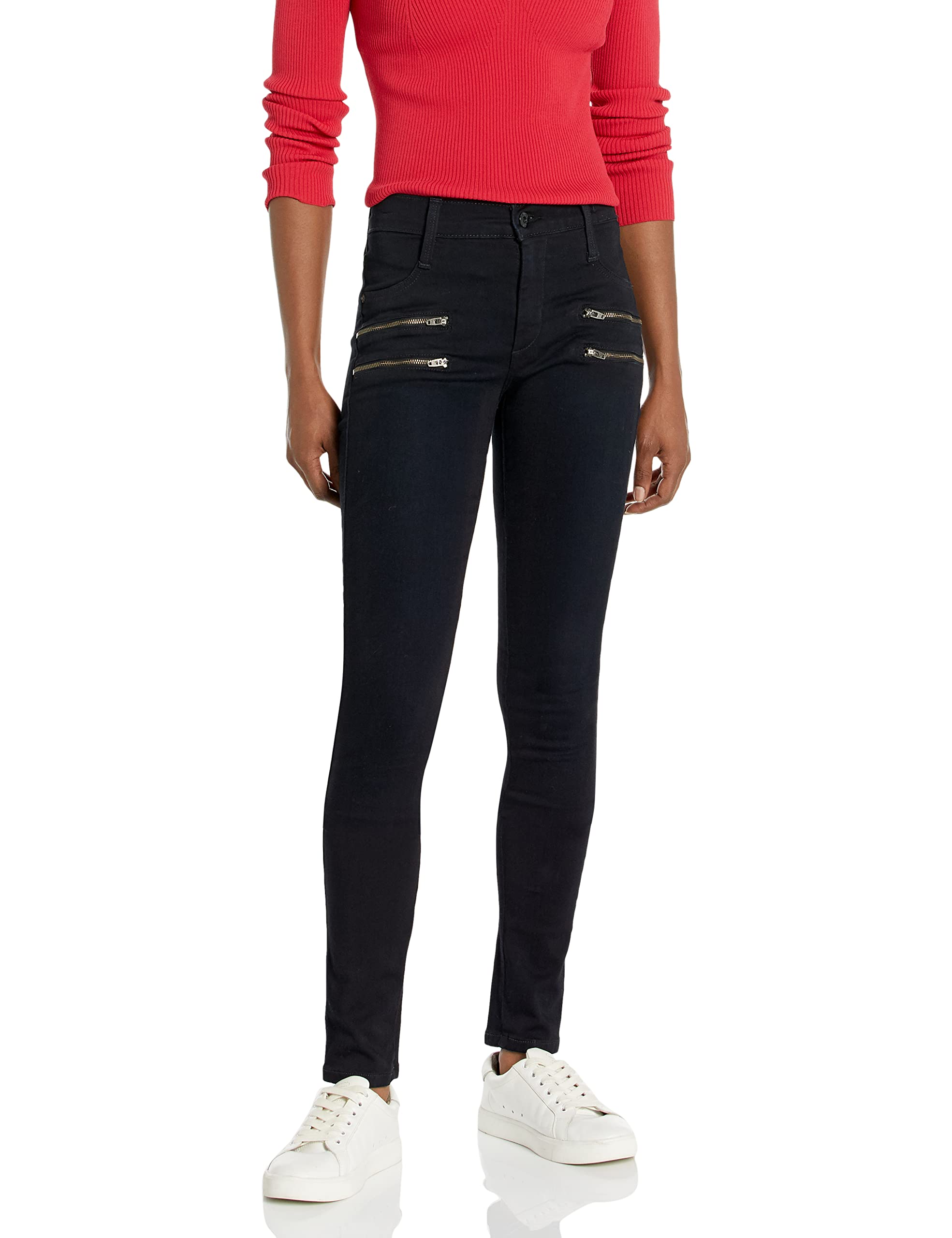 James Jeans Women's Crux Clean Double Front Zip Twiggy Jean in Olefina - High Waisted Stretch Denim Pants for Casual Wear & Night Out | Trendy Skinny Fit Jeans with Front Zipper Details