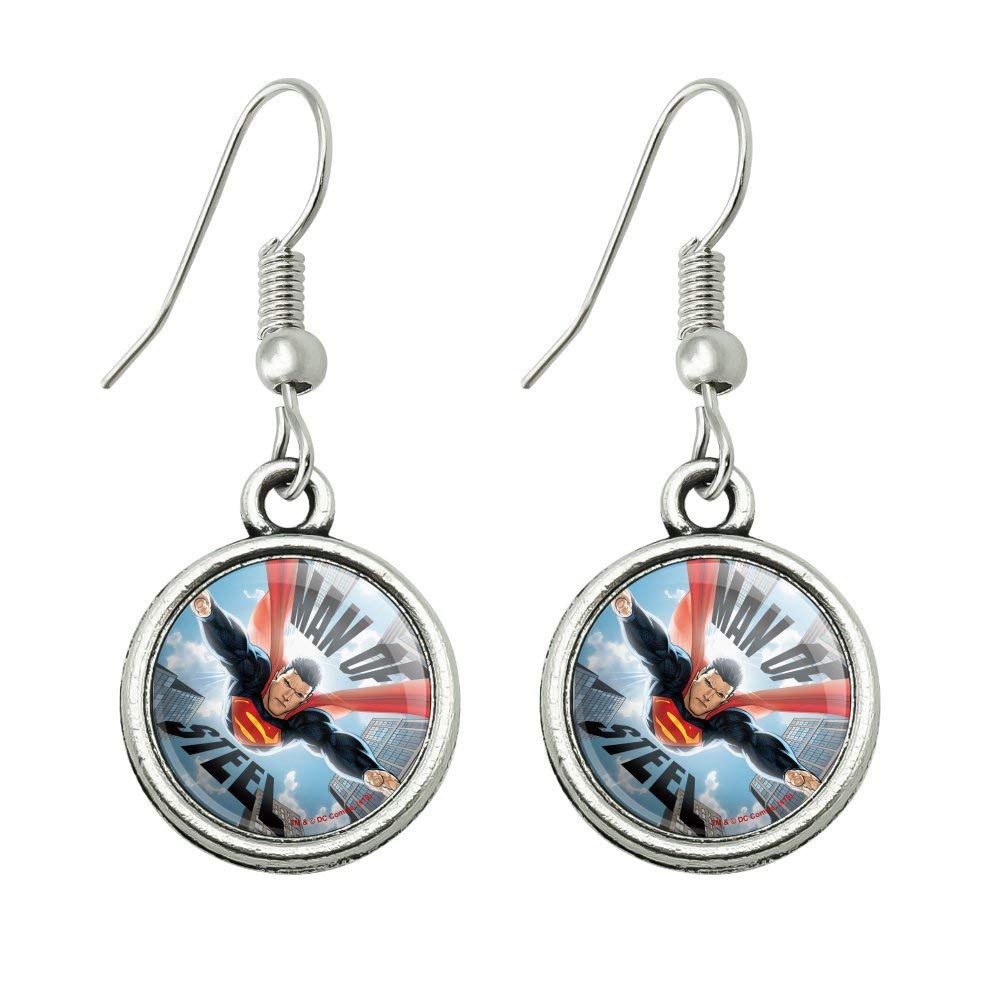 Superman Man of Steel Drop Charm Earrings for Women - DC Comics Superhero Jewelry Gift - Perfect for Cosplay, Comic Con & Superhero Fans