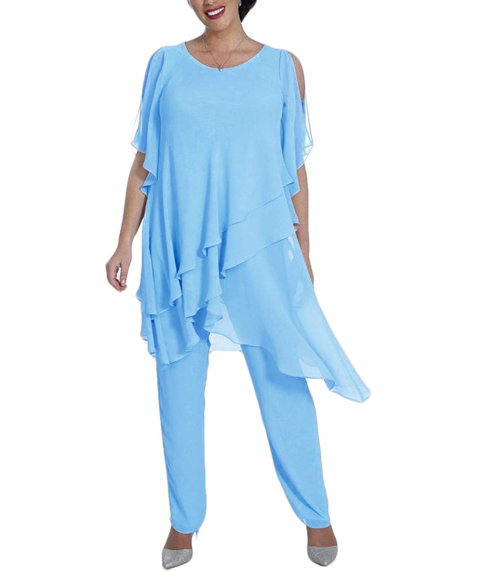 Elegant 2-Piece Chiffon Mother of the Bride Pantsuit - Plus Size Formal Wedding Guest Outfit for Women | Perfect for Weddings, Receptions & Special Occasions