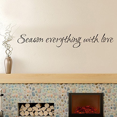 Season Everything with Love - Black Vinyl Wall Decal for Kitchen Decor, Inspirational Quote Sticker, Wall Art Graphic - Perfect for Home, Office & Gift Giving