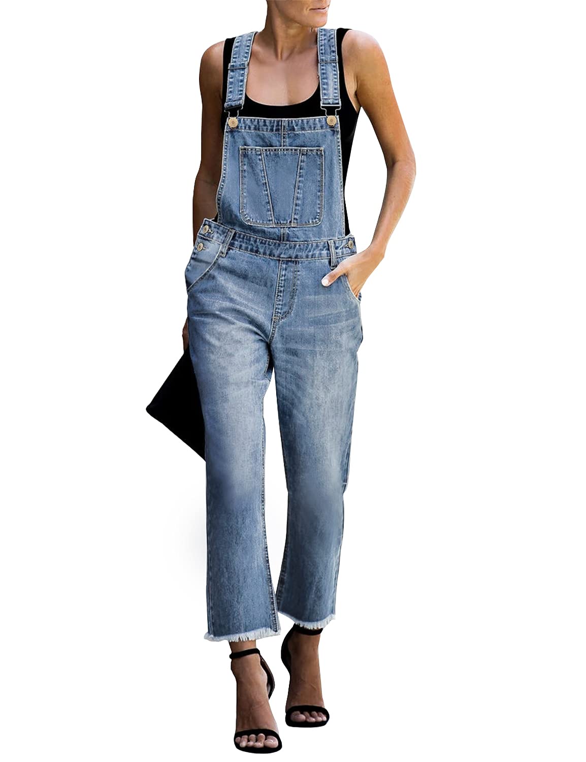 Luvamia Women's Casual Stretch Denim Overalls - Adjustable Bib Jumpsuit with Pockets | Perfect for Work, Outdoor Activities & Everyday Wear