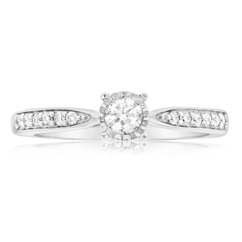 9ct White Gold 1/4 Carat Diamond Knife Edge Ring - Elegant Wedding Band, Anniversary Gift for Her, Perfect for Engagements & Special Occasions