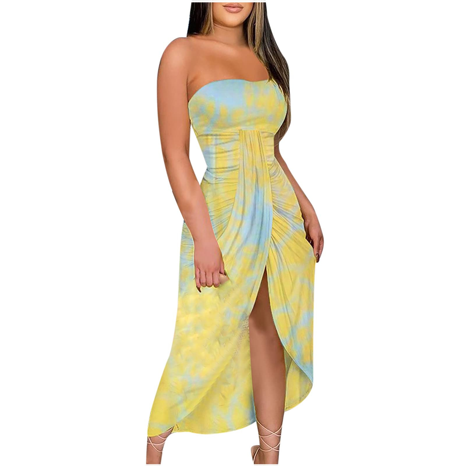 Sexy Off Shoulder Maxi Dress for Women - Floral Summer Beach Dress with Ruched Detail, Hawaiian Tropical Sundress - Perfect for Vacations, Pool Parties & Date Nights