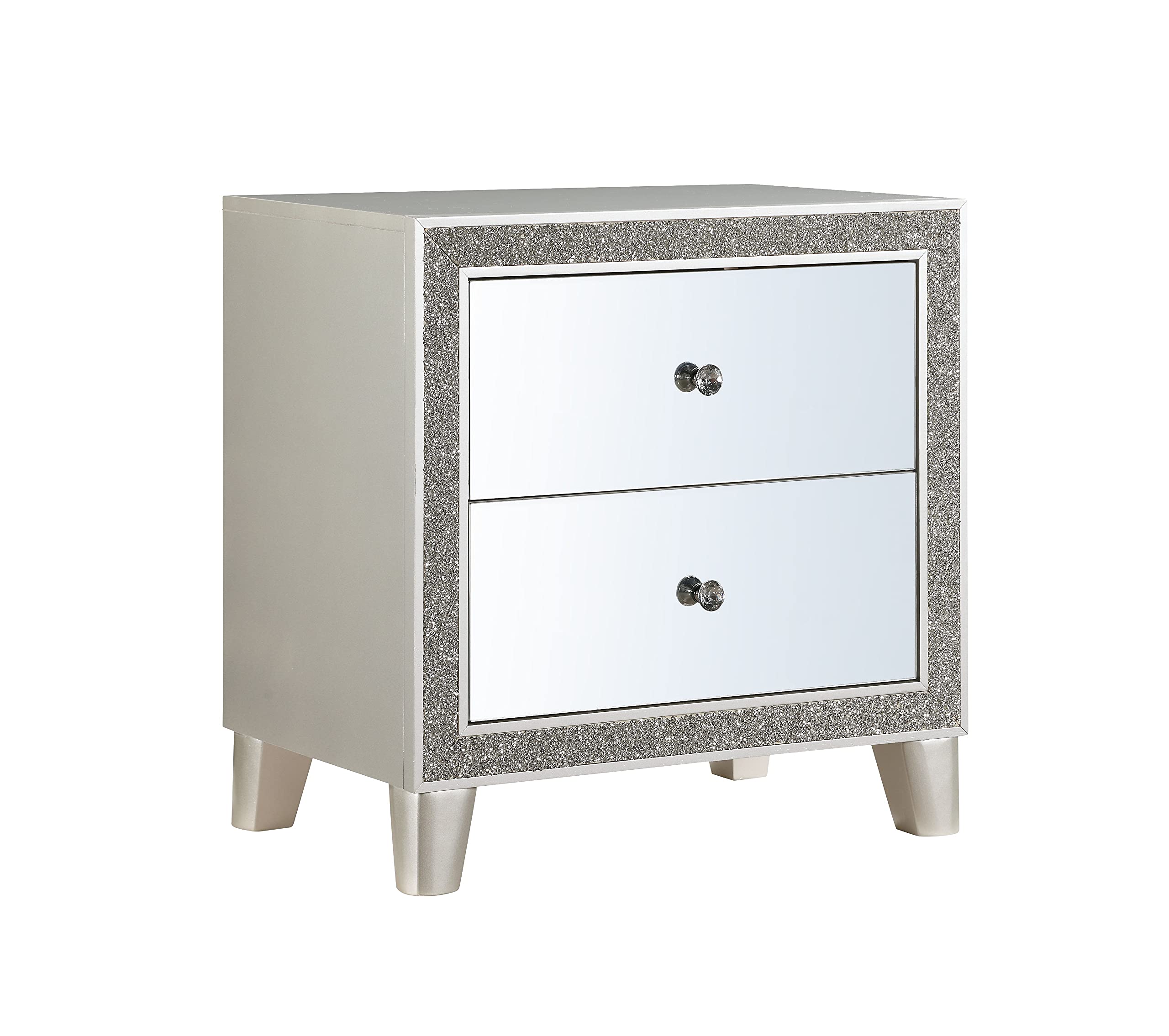 Elegant Mirrored Nightstand with Champagne Finish - Bedside Table, End Table, or Sofa Side Table with Storage for Bedroom, Living Room & Office - Perfect for Small Spaces & Home Decor