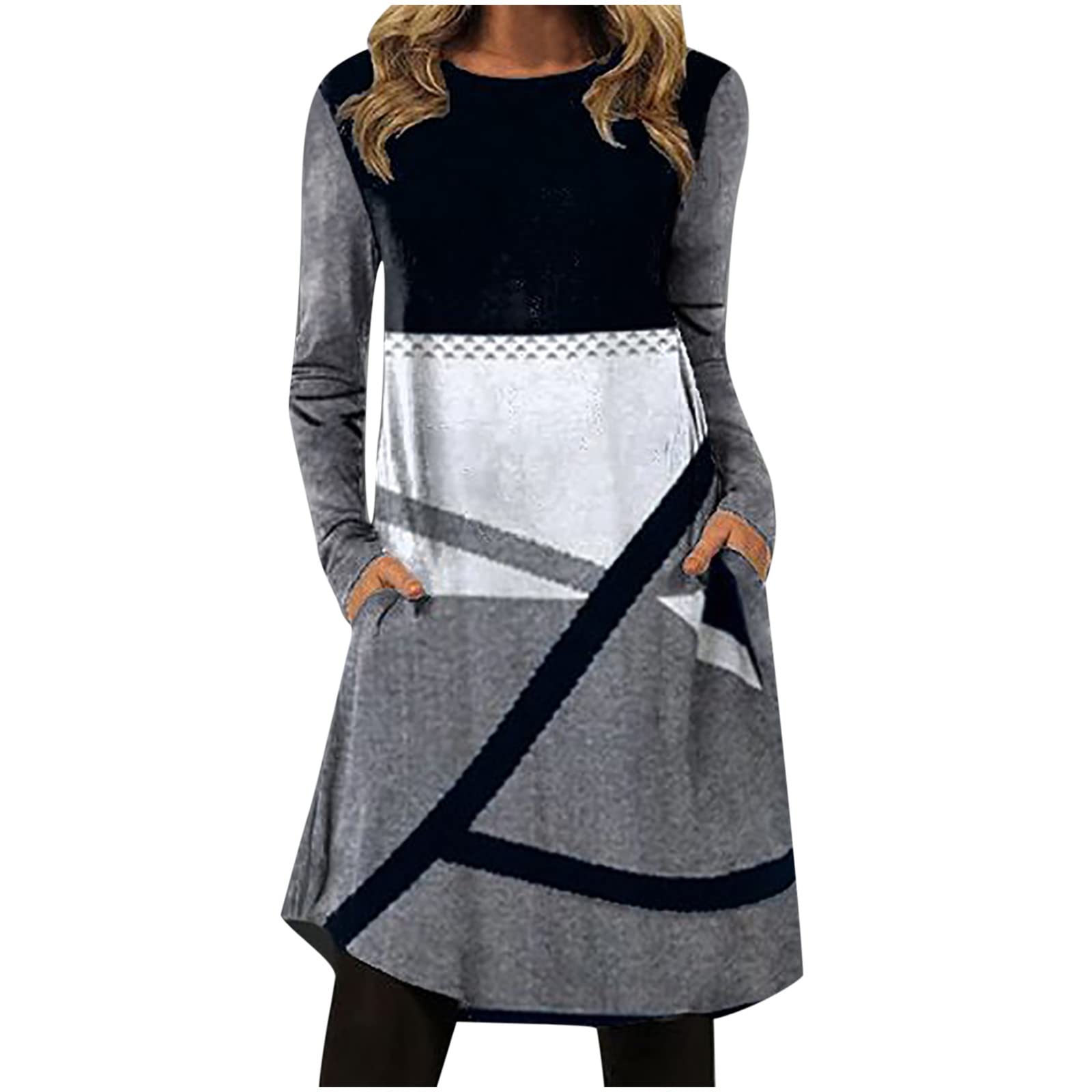 Elegant Long Sleeve Maxi Dress for Women - Deep V Neck Casual T-Shirt Style Long Dress for Fall & Winter | Perfect for Office, Date Night & Special Occasions