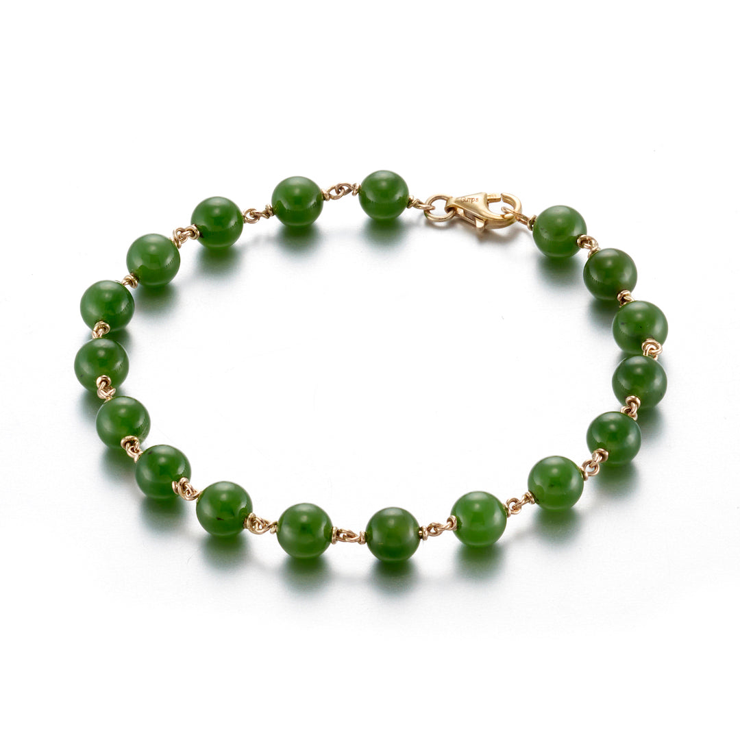 Premium Green Nephrite Jade Gold Link Bracelet for Women - Elegant Handmade Jewelry Gift for Birthday, Anniversary & Special Occasions - Perfect for Daily Wear, Parties & Formal Events