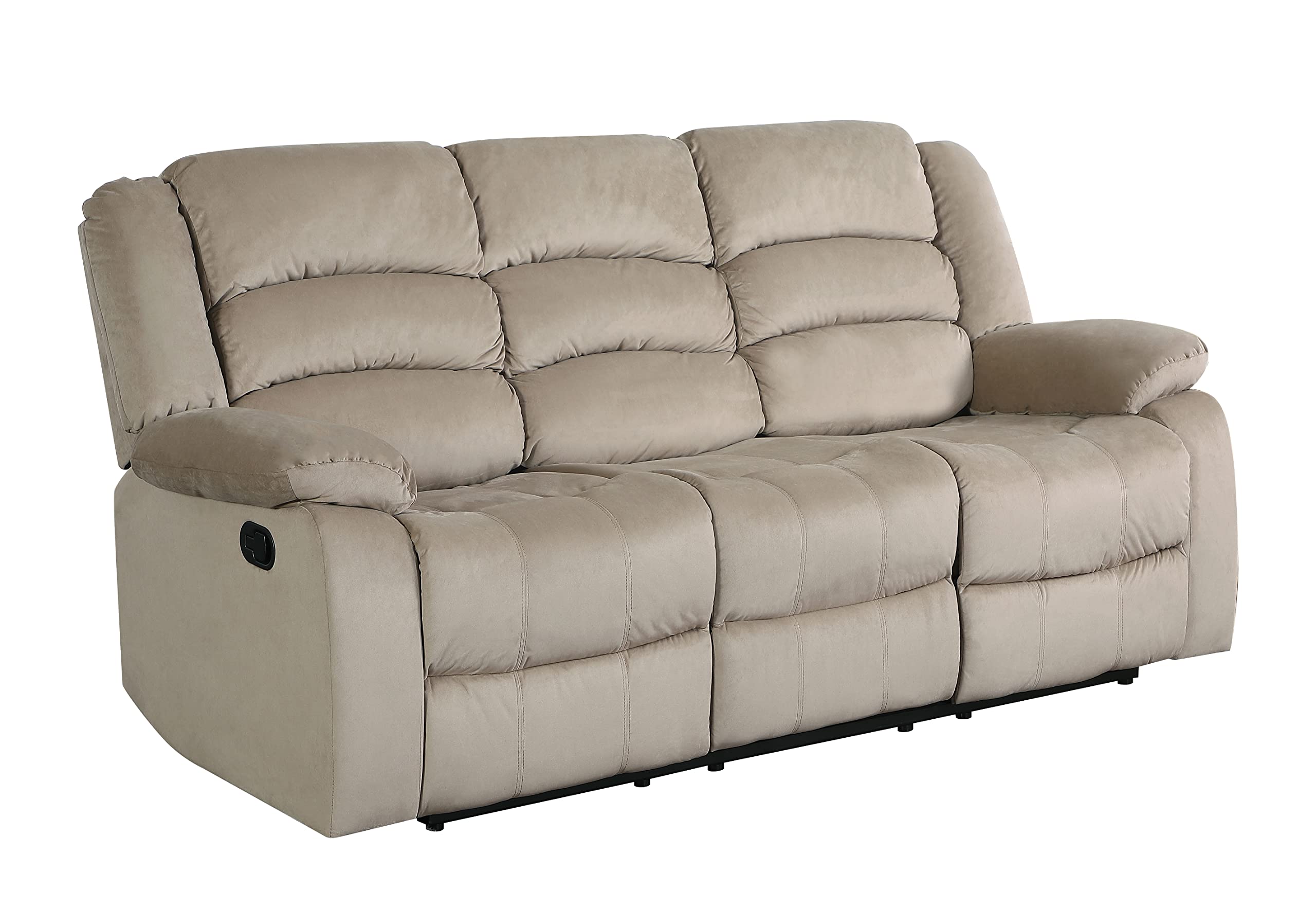 Winthrop Microfiber Modern Reclining Sofa - Comfortable Living Room Furniture in Beige | Perfect for Family Movie Nights & Relaxation