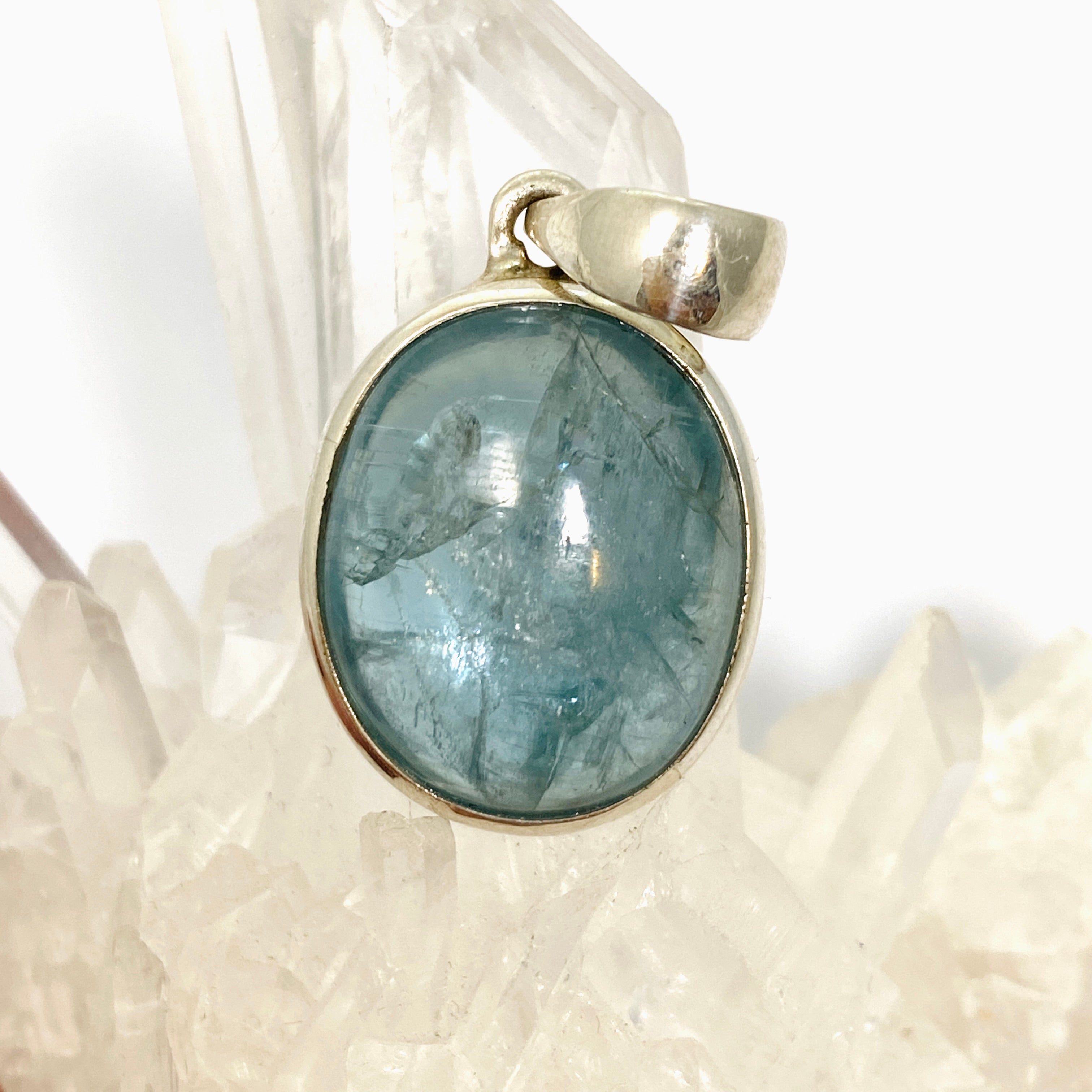 Natural Blue Green Kyanite Oval Cabochon Pendant Necklace - Handmade Gemstone Jewelry for Women - Perfect for Meditation, Healing & Spiritual Energy Work