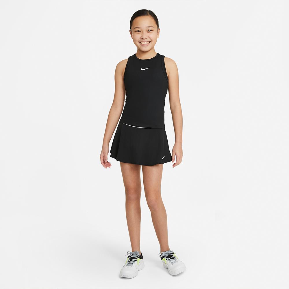 Nike Girls Victory Tank Top - Black & White Athletic Shirt for Running, Yoga, and Gym Workouts