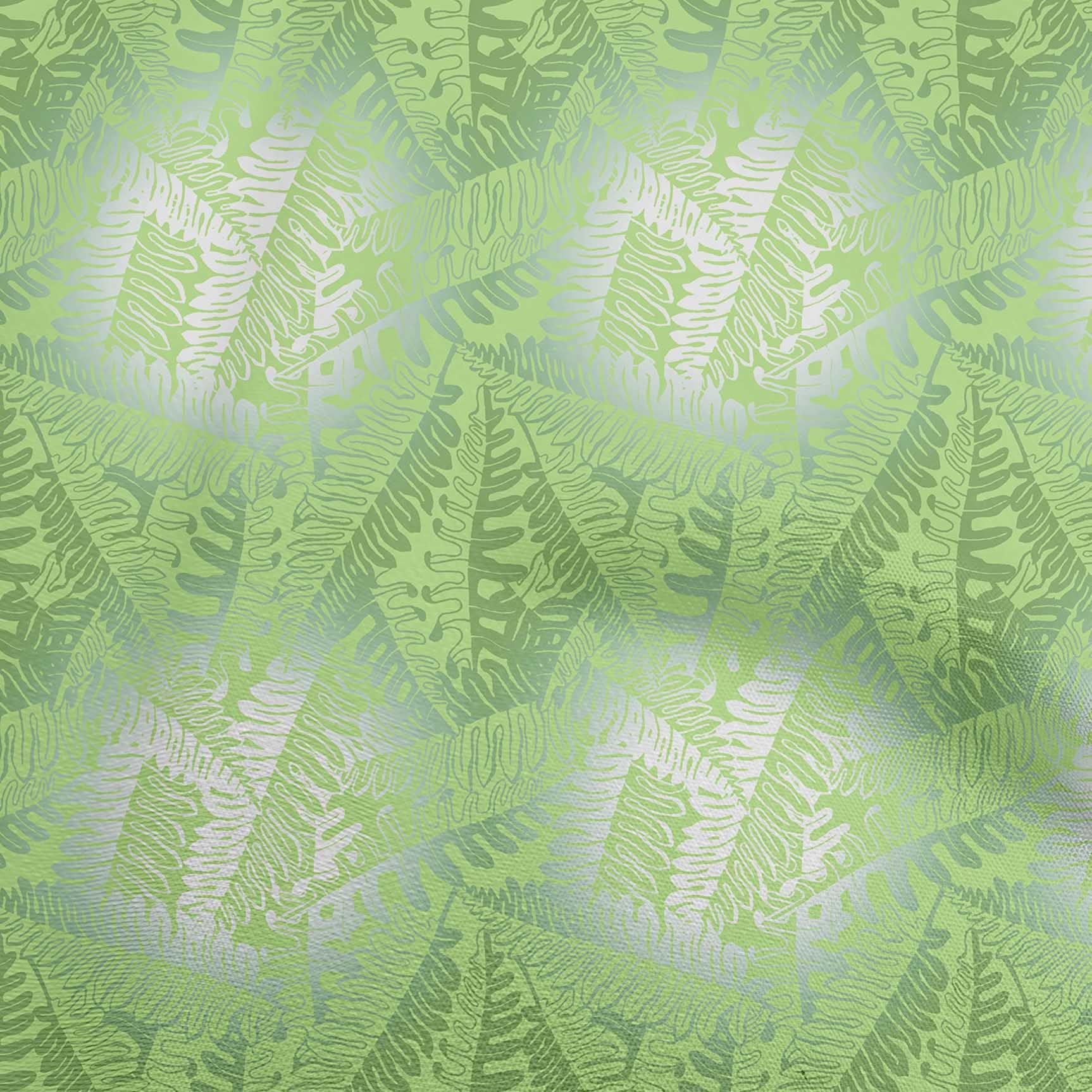 oneOone Cotton Poplin Light Green Leaf Print Fabric by The Yard - 56
