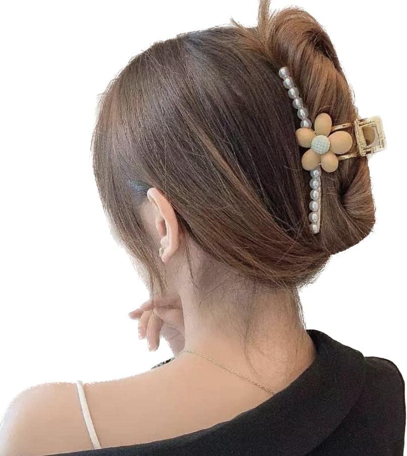 Radhya Lightweight Metal Jumbo Claw Clip with Pearl Charm - Hair Accessories for Women & Girls (1pc) - Perfect for Parties, Weddings & Daily Styling - Great Gift for Girlfriend, Wife & Special Occasions