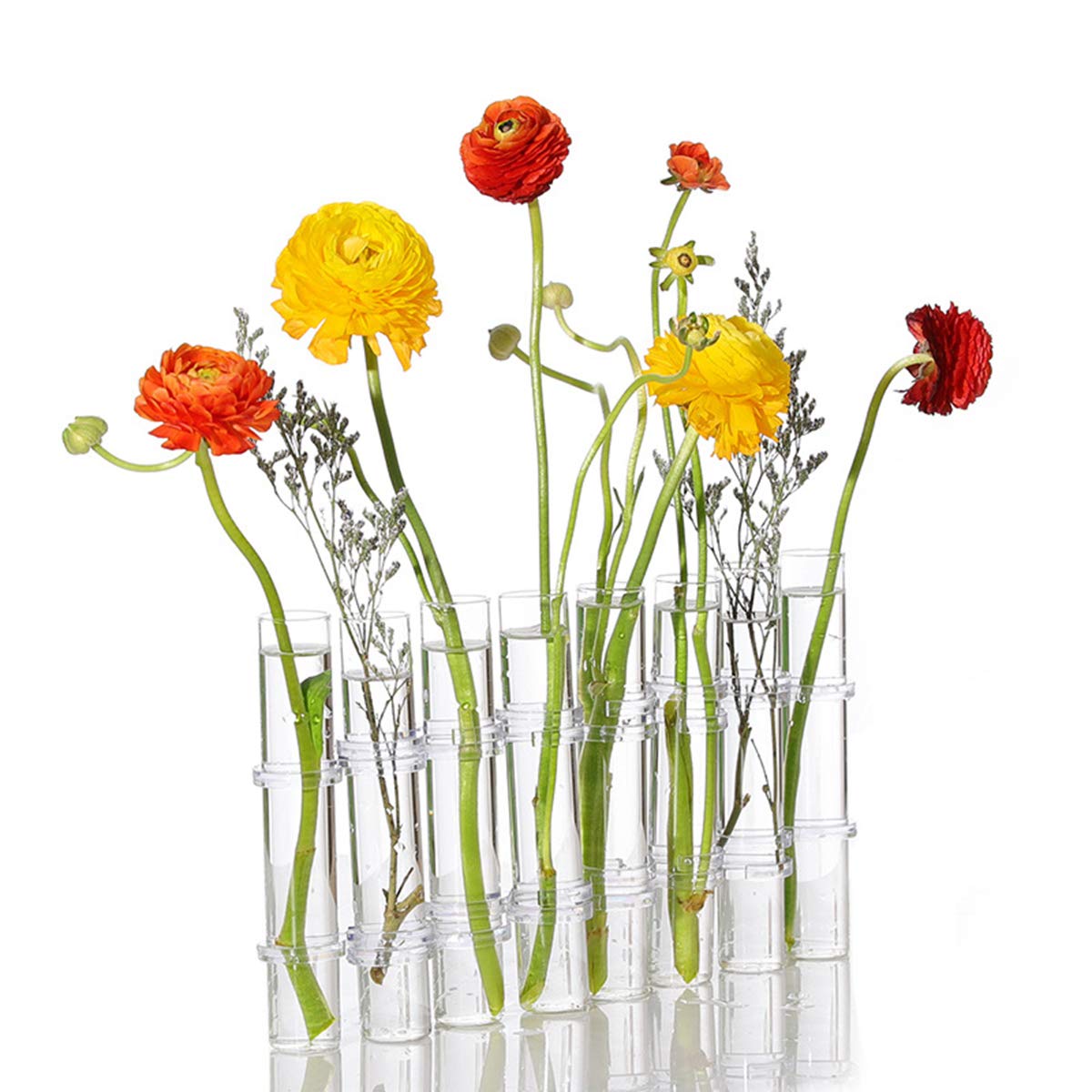 8 Pack Crystal Glass Test Tube Vase - DIY Hydroponic Plant Terrarium for Succulents, Flowers & Herbs | Modern Home Garden Decor, Wedding Centerpiece, Office Desk Decor