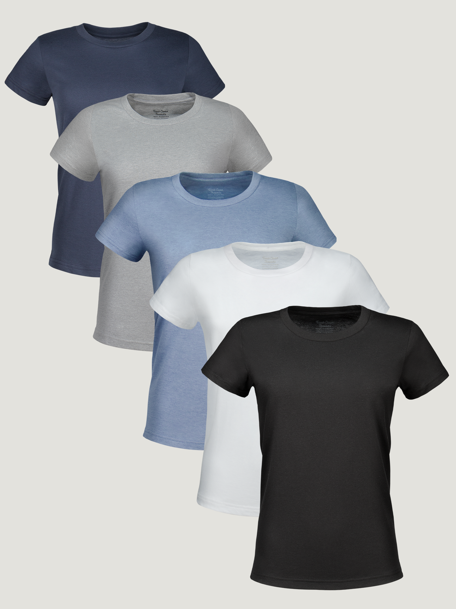 Best Selling Women's Crew Neck T-Shirts 5-Pack - Soft Cotton Casual Tees for Everyday Wear, Workout & Layering