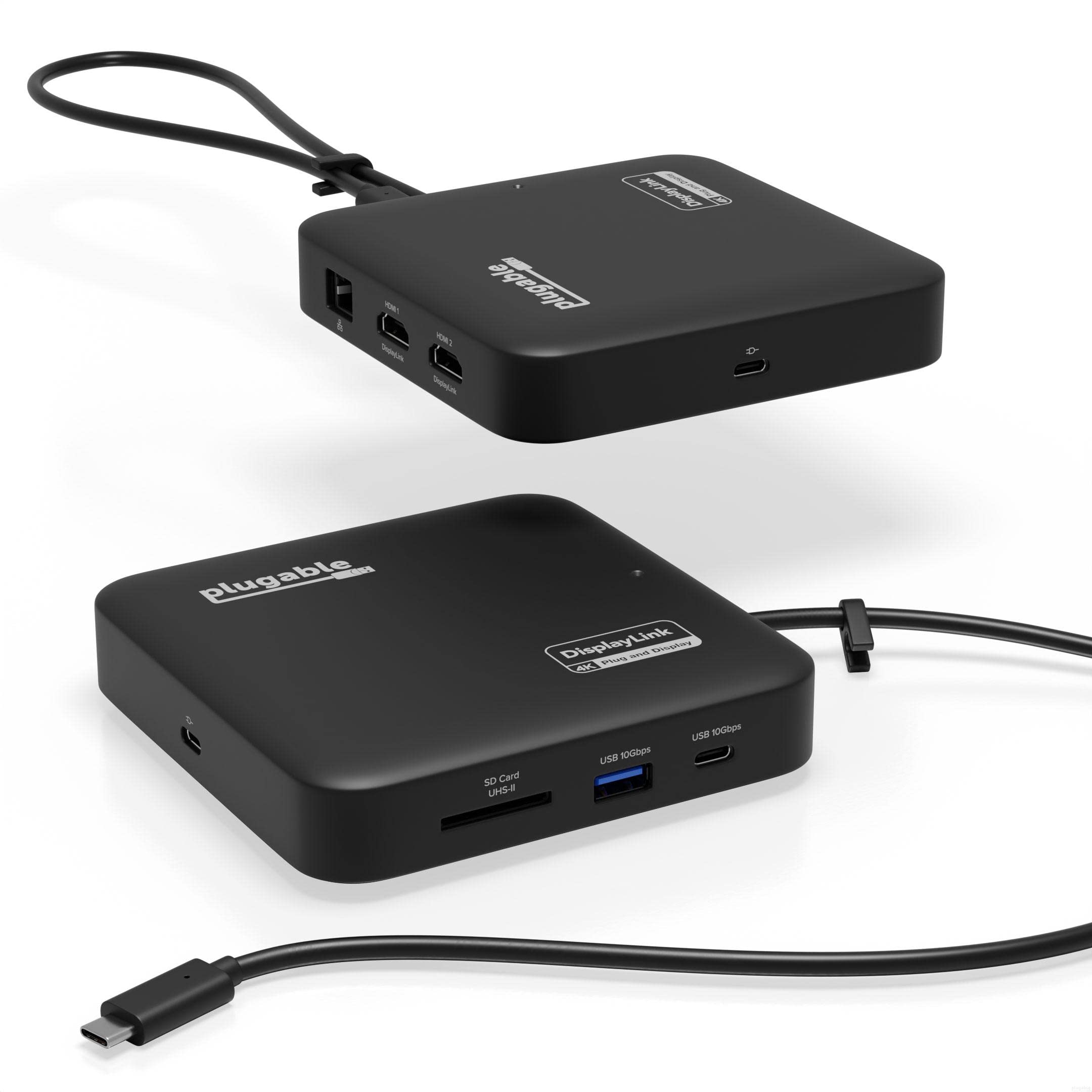 Plugable 7-in-1 USB C Docking Station with Dual HDMI for Mac & Windows - USB4/Thunderbolt 3 Compatible, 100W PD Charging, 2x HDMI 4K, USB-C, Gigabit Ethernet, USB 3.0 & SD Card Reader - Perfect for Home Office & Multi-Monitor Workstations