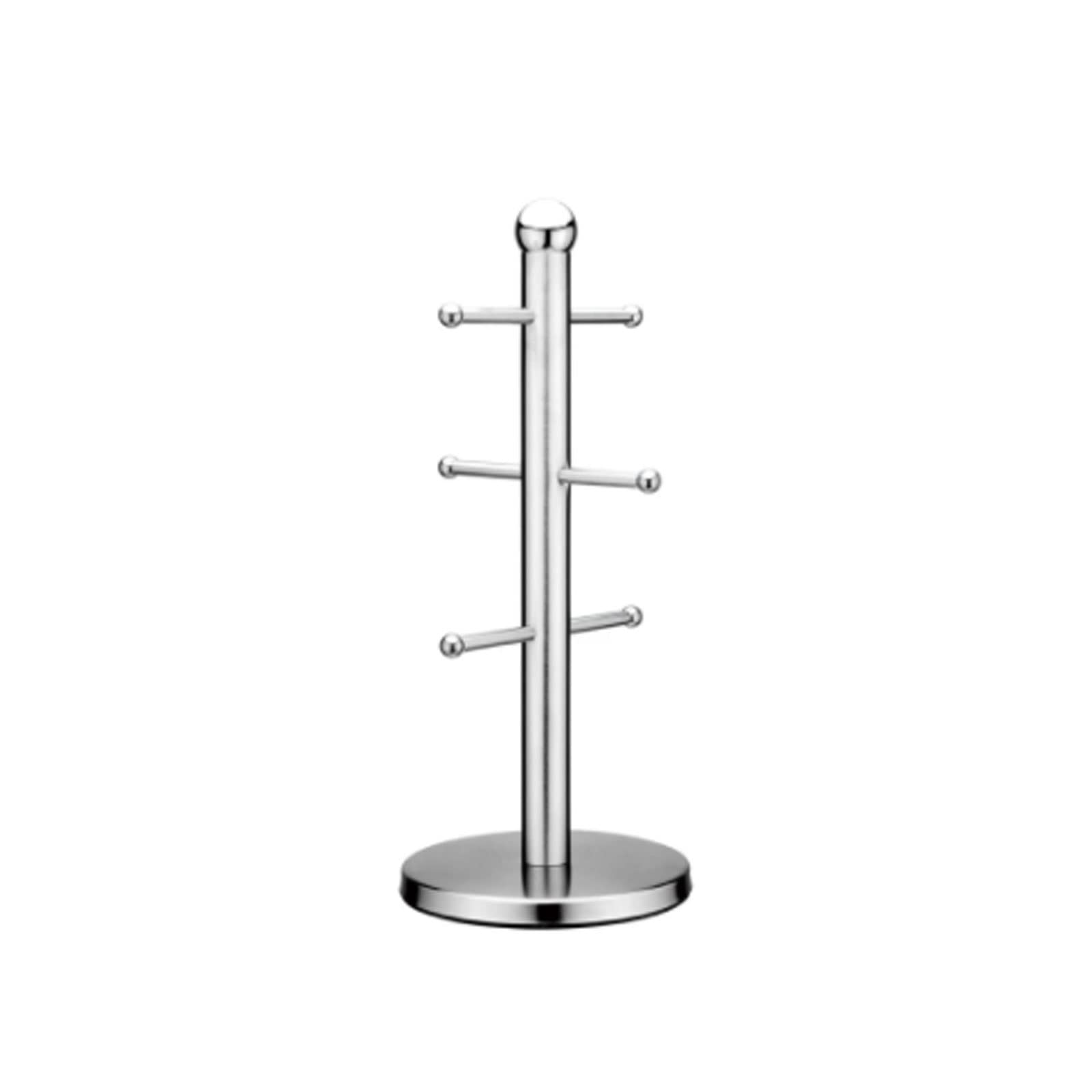 KKJJ 6-Hook Mug Tree Rack - Sturdy Cup Holder for Tea & Coffee Mugs - Space-Saving Kitchen Organizer for Home, Bar, or Office - Perfect for Hanging Cups, Utensils & Small Kitchen Items