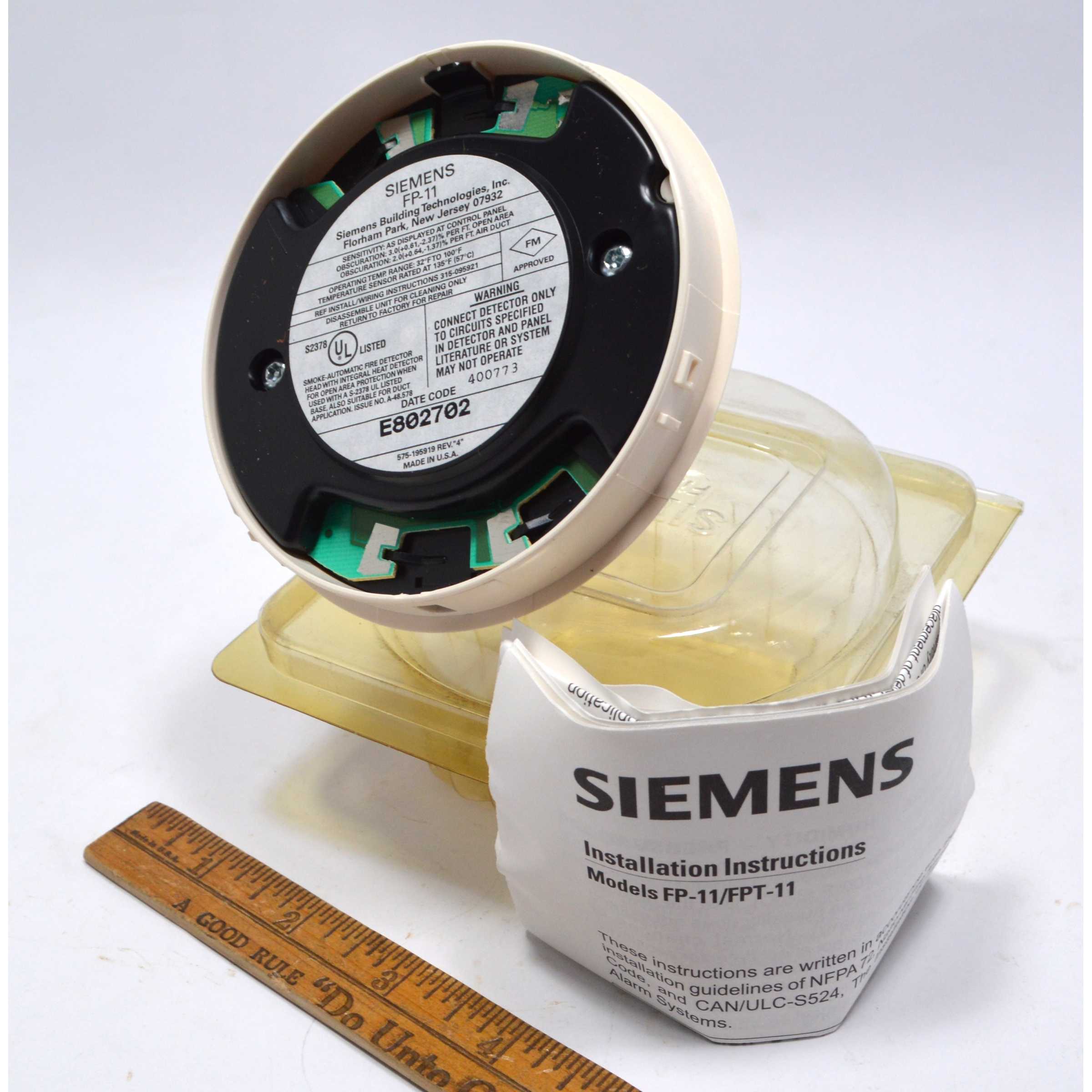 Siemens FP11 E802702 Heat Detector Head - Fire Alarm System Replacement Part for Commercial & Residential Safety