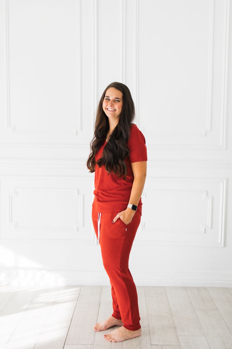 Women's Cranberry Ribbed Modal Jersey Joggers - Soft Lounge Pants for Yoga, Running & Home Comfort