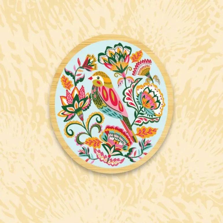 Folk Finch Australian Bird Wooden Brooch Pin - Handmade Wooden Jewelry for Women - Perfect for Casual Wear, Festivals & Nature Lovers