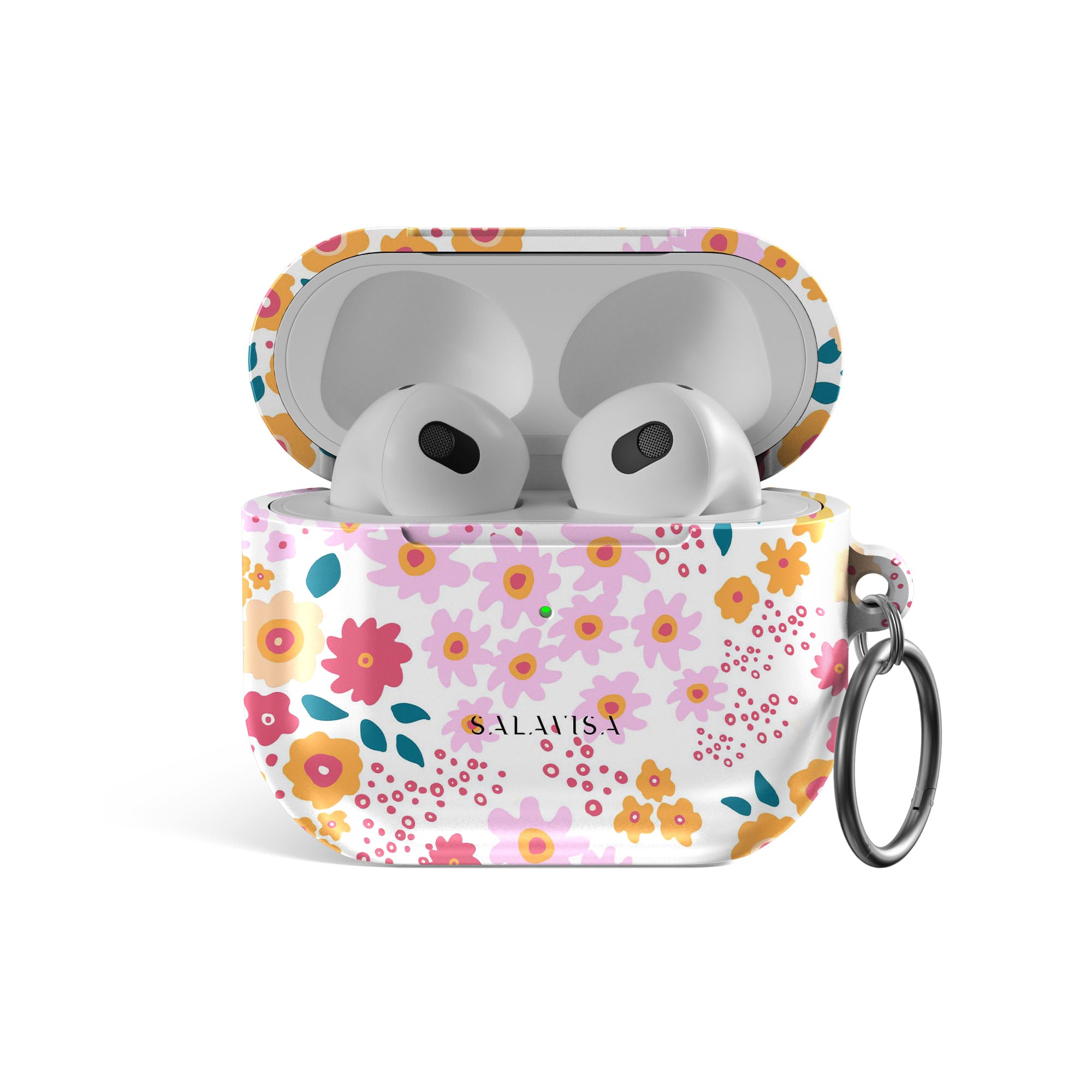 Cute Floral AirPods Case for AirPods 1/2/3 & Pro - Soft Silicone Protective Cover with Keychain - Perfect for Women, Girls, Spring Fashion Accessory (Pink Flowers) | Great for Daily Use, Travel, Gift Giving