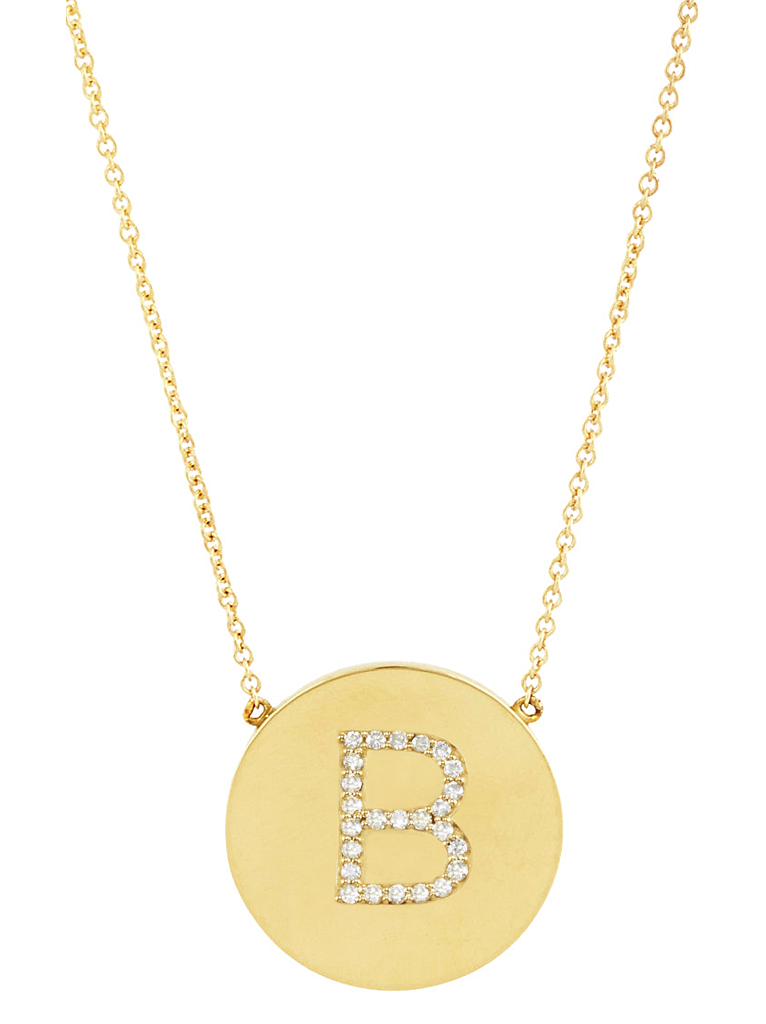 14K Gold Plated Sterling Silver CZ Round Initial Necklace for Women - Personalized Name Letter Pendant Jewelry Gift for Birthday, Anniversary & Valentine's Day
