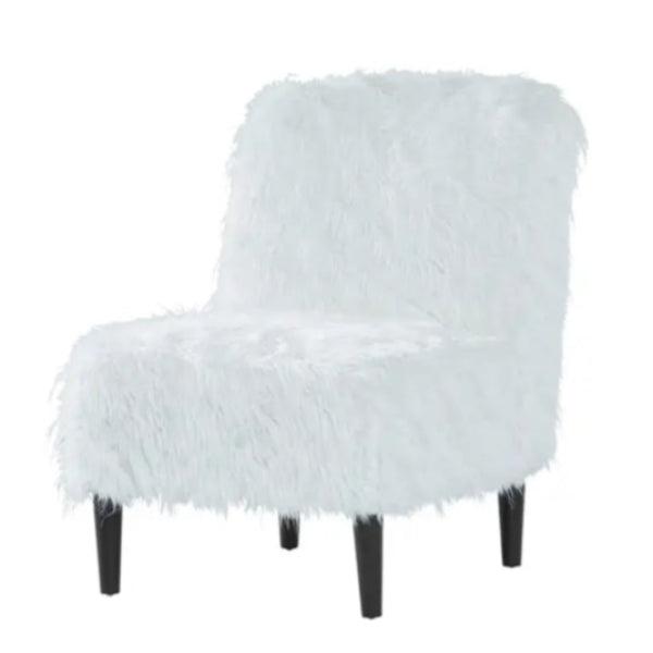 Luxurious Pyrenees White Faux Fur Accent Chair - Modern Velvet Tufted Living Room Seating for Home Decor, Bedroom, Reading Nook & Cozy Spaces (Model 1550AC)