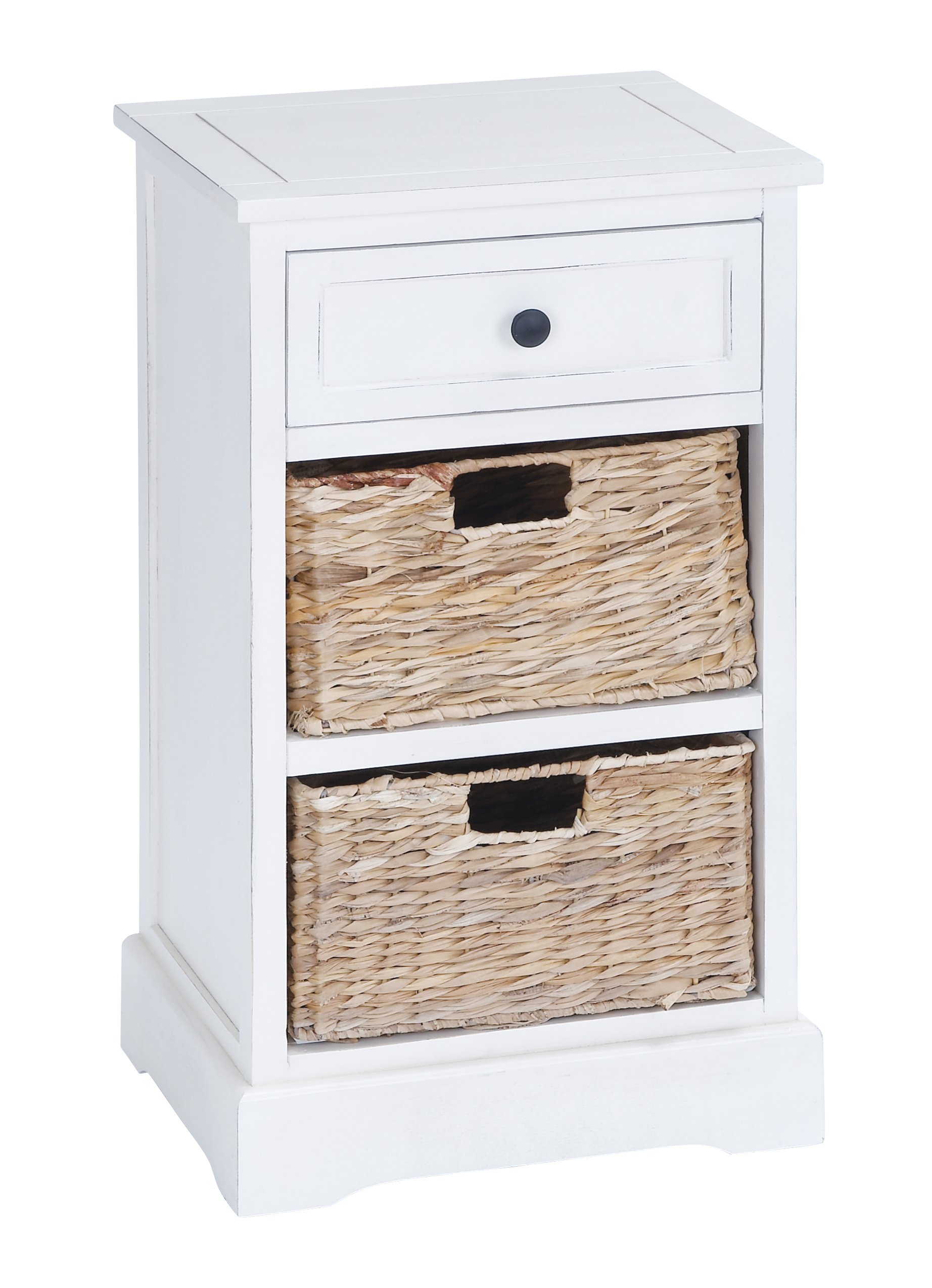 Deco 79 White Wooden Storage Organizer with 2 Baskets & 1 Drawer - 16