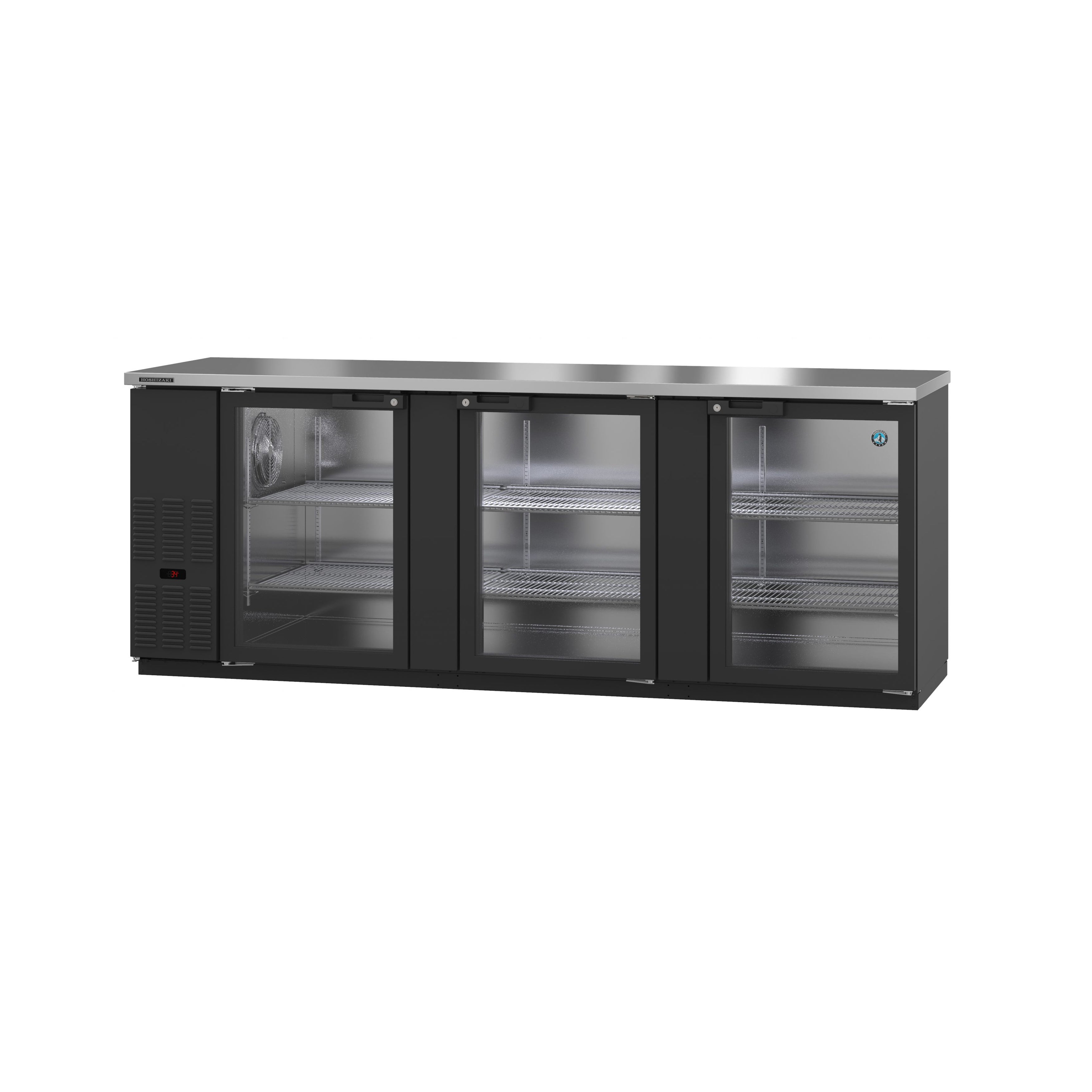 Hoshizaki BB95G Commercial 95.5 cu.ft Black Glass Door Back Bar Refrigerator - Perfect for Restaurants, Bars, and Catering Businesses